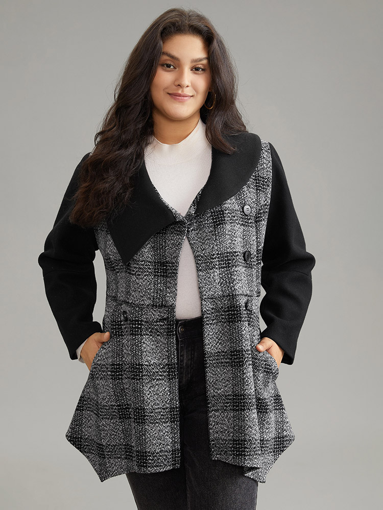 Plus Size Women Dailywear Plaid Belted Pocket Casual Coats BloomChic 