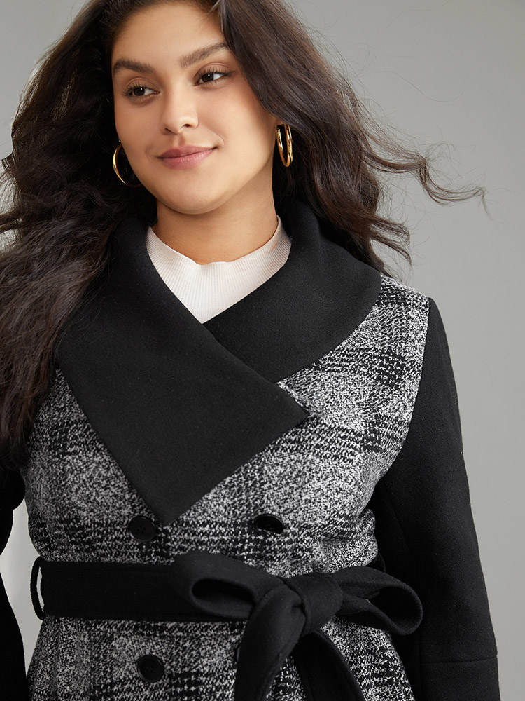 Plus Size Women Dailywear Plaid Belted Pocket Casual Coats BloomChic 