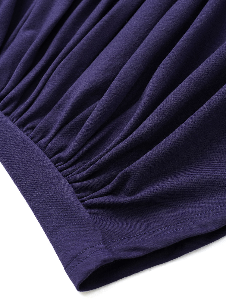 Plus Size Women Everyday Plain Pleated Regular Regular Sleeve Long Sleeve Round Neck Casual Sweatshirts BloomChic 
