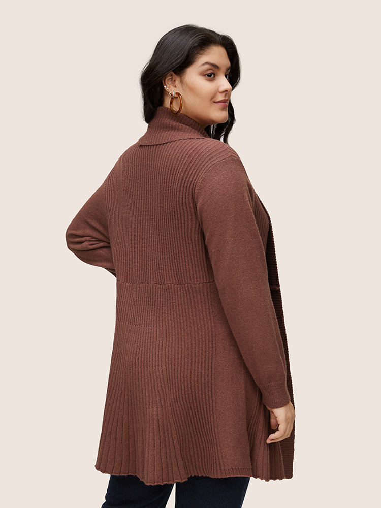 Plus Size Supersoft Essentials Lapel Collar Knit Drop Shoulder Cardigan DarkBrown Women Casual Loose Long Sleeve Dailywear Cardigans BloomChic 18-20/2X 