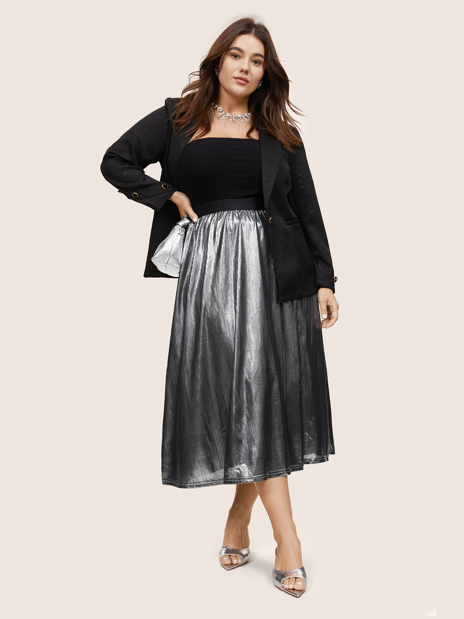 Plus Size Women Going out Texture Glamour Skirts BloomChic 