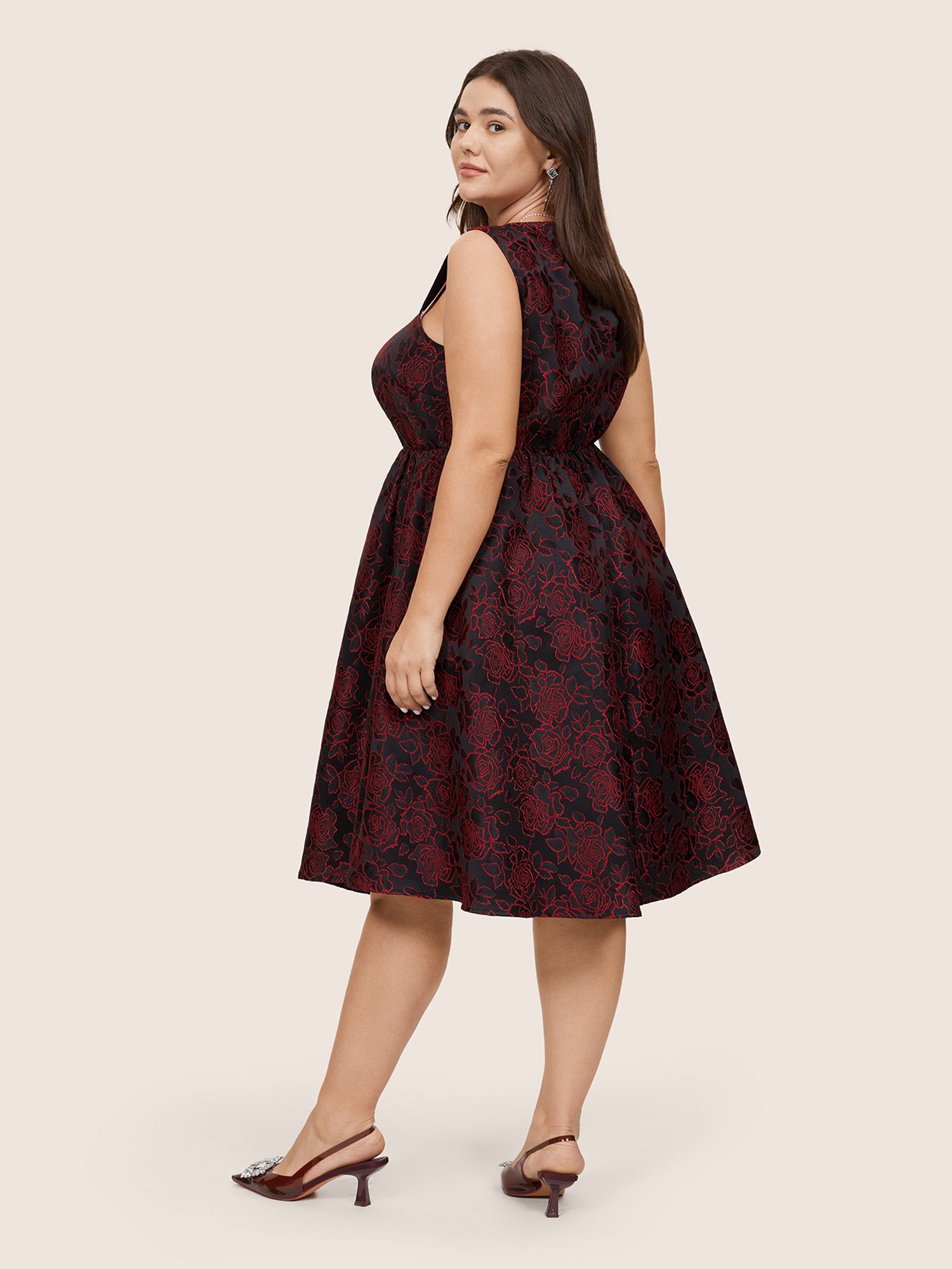 Plus Size Women Party Graphic Embroidered Sleeveless Sleeveless Spaghetti Strap Pocket Party Dresses BloomChic 