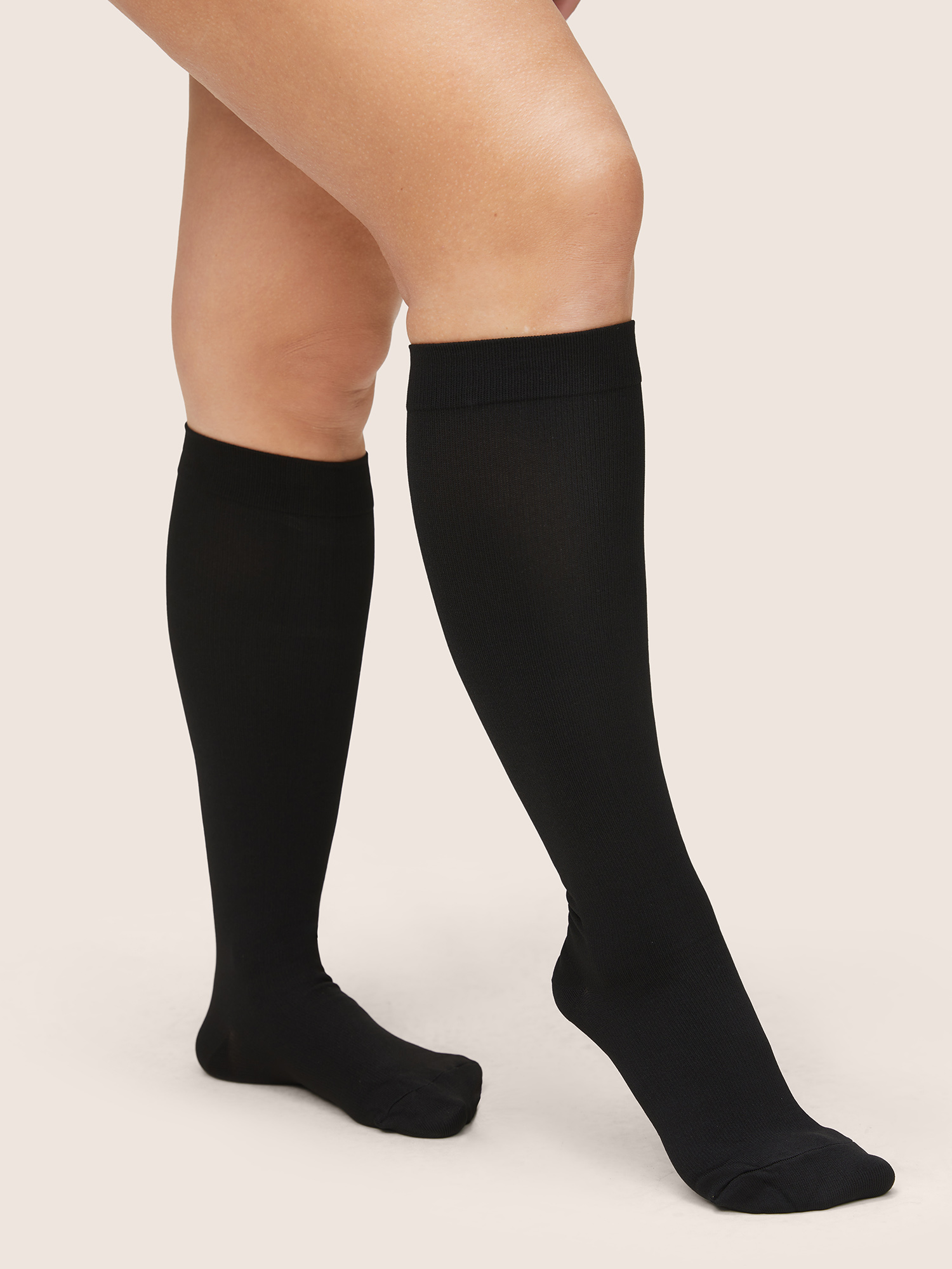 

Solid Color Long Compression Socks, Black