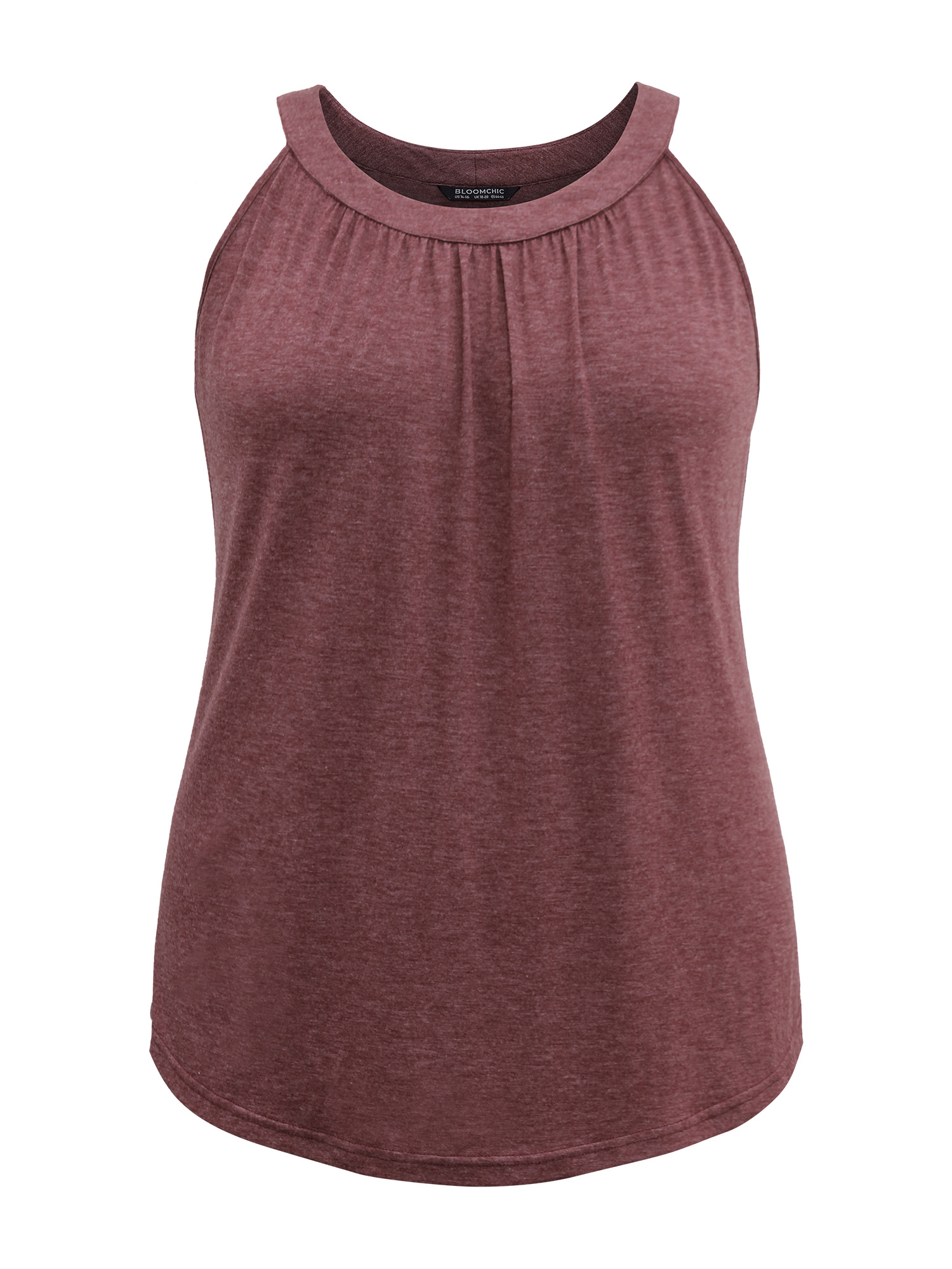 

Plus Size Solid Round Neck Gathered Tank Top Women Russet Casual Gathered Round Neck Dailywear Tank Tops Camis BloomChic