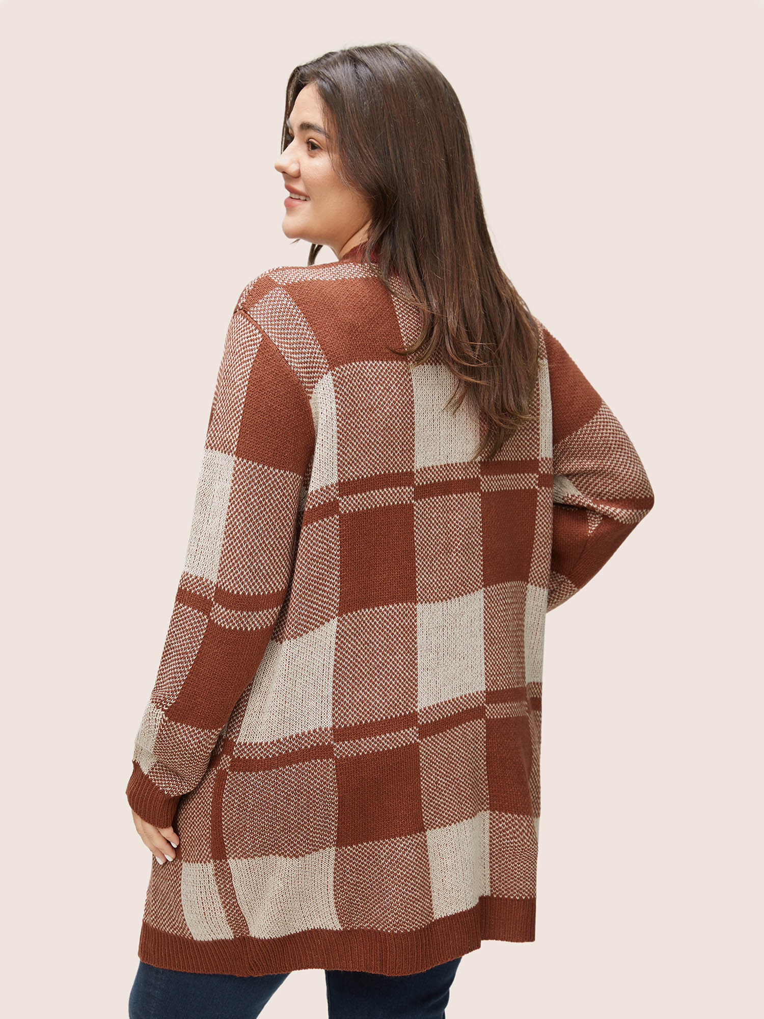Plus Size Cardigans | Contrast Colorblock Pocket Open Front Cardigan | BloomChic 
