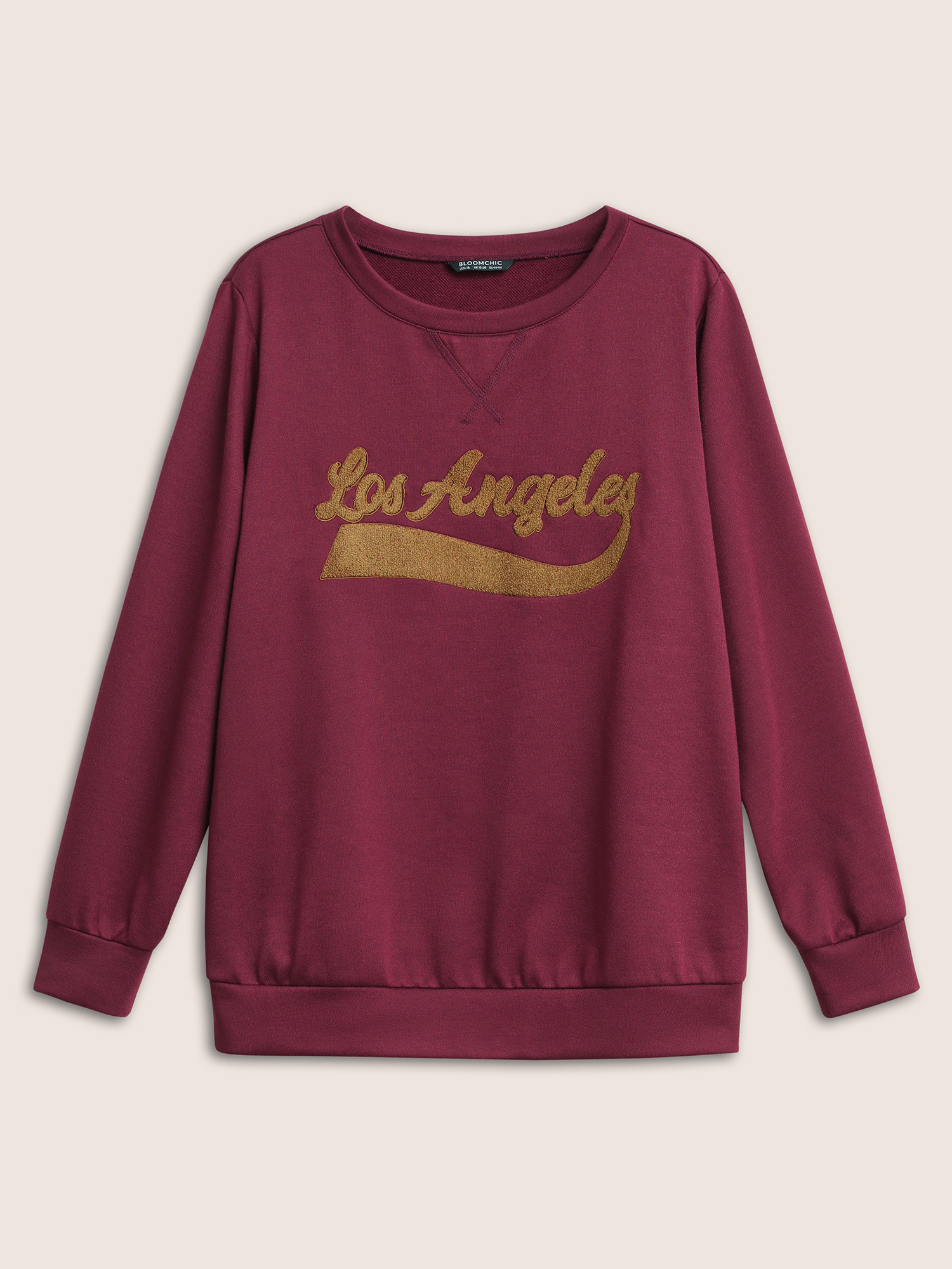 Plus Size Letter Graphic Towel Embroidered Sweatshirt Women RedViolet Casual Contrast Dailywear Sweatshirts BloomChic 14-16/1X 