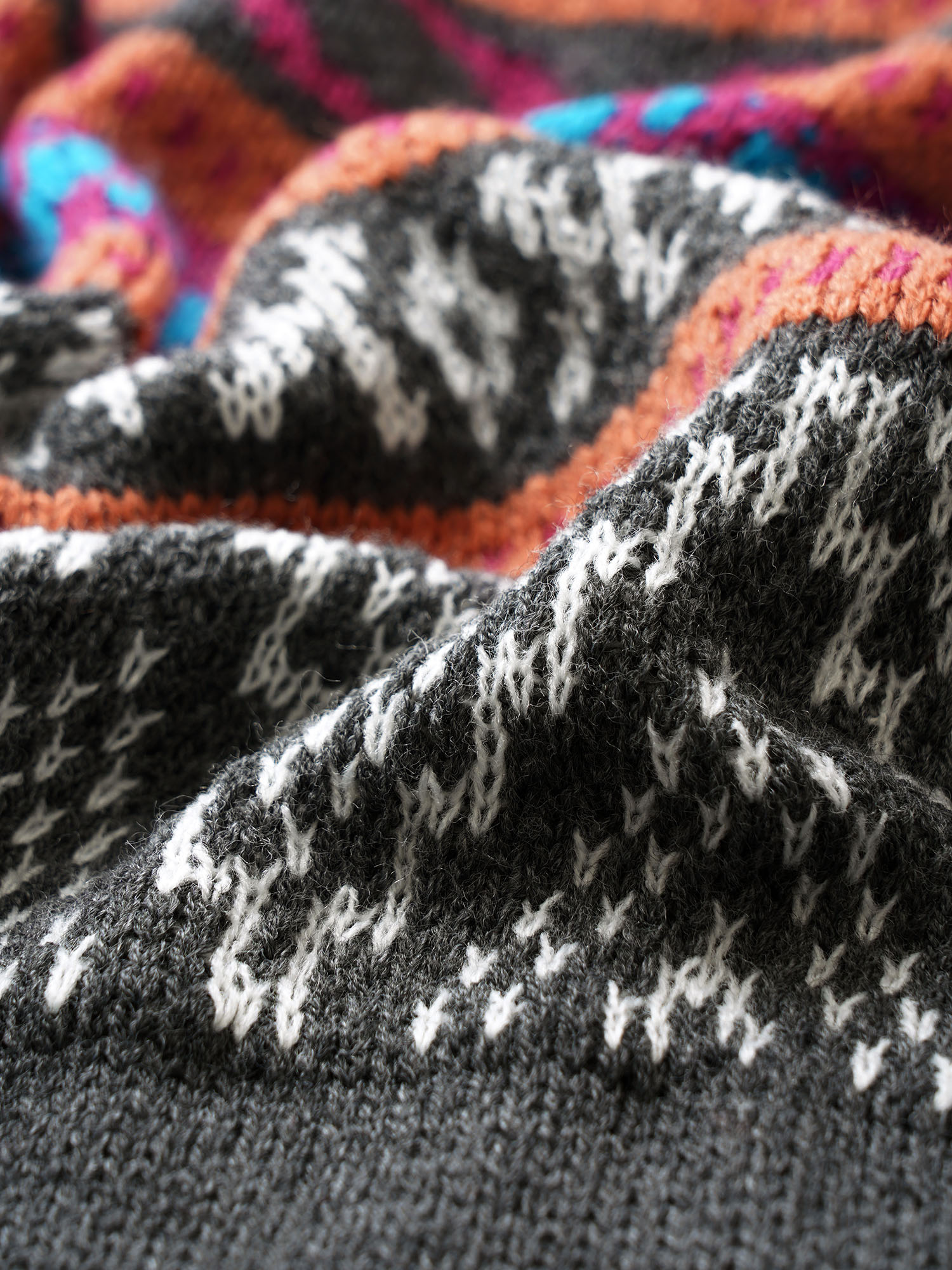 Plus Size Cardigans | Boho Contrast Jacquard Patched Pocket Cardigan | BloomChic 