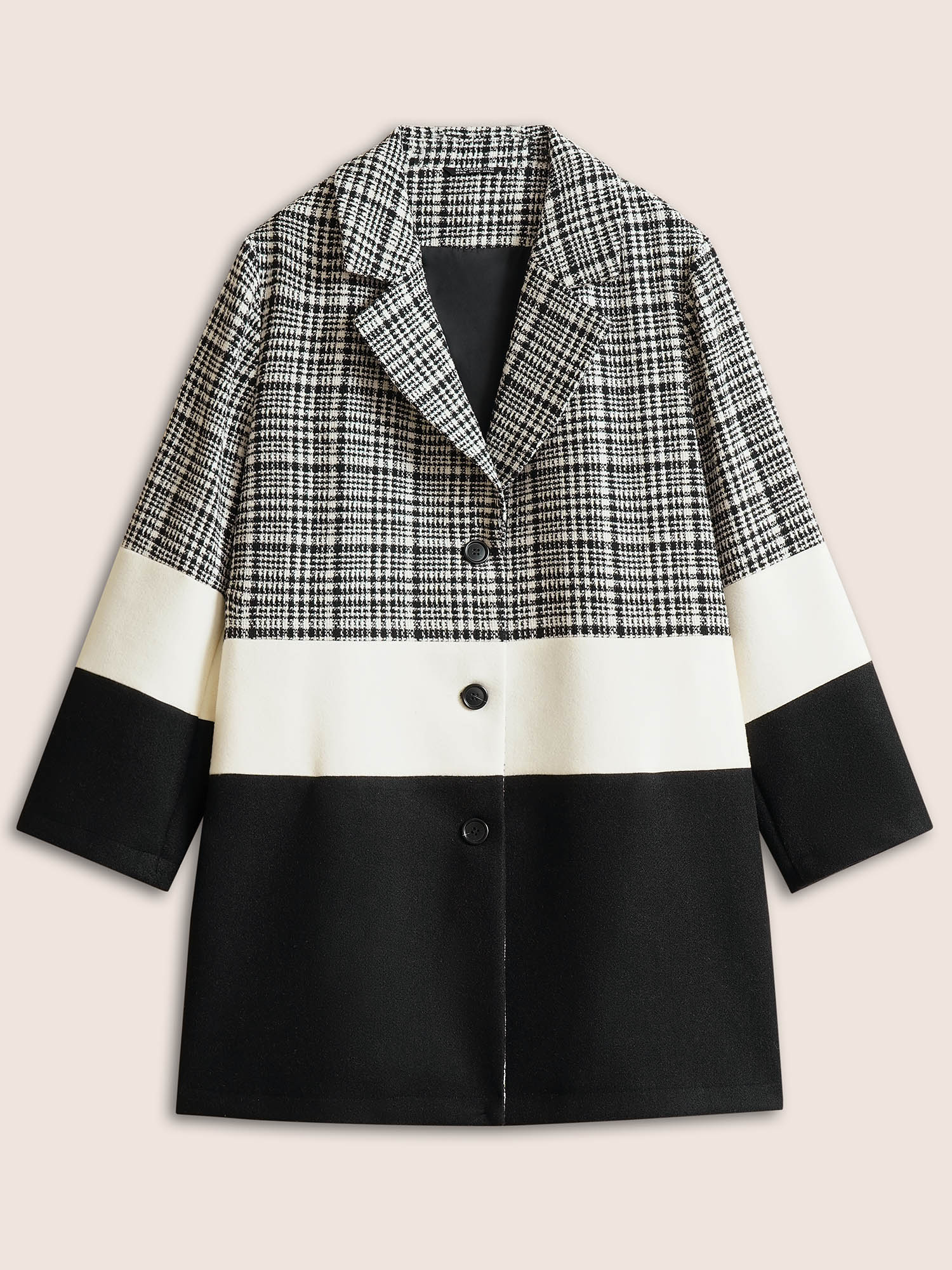Plus Size Women Dailywear Gingham Texture Casual Coats BloomChic 