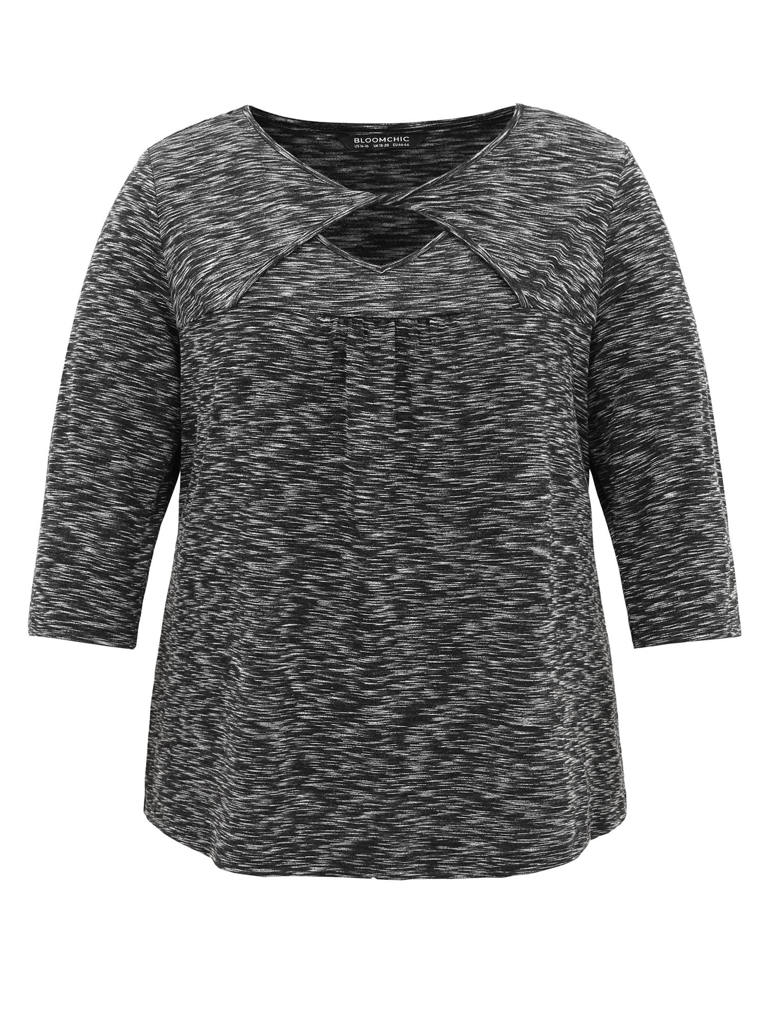 Plus Size Women Dailywear Plain Cut-Out Regular Sleeve Elbow-length sleeve Keyhole Cut-Out Casual T-shirts BloomChic 