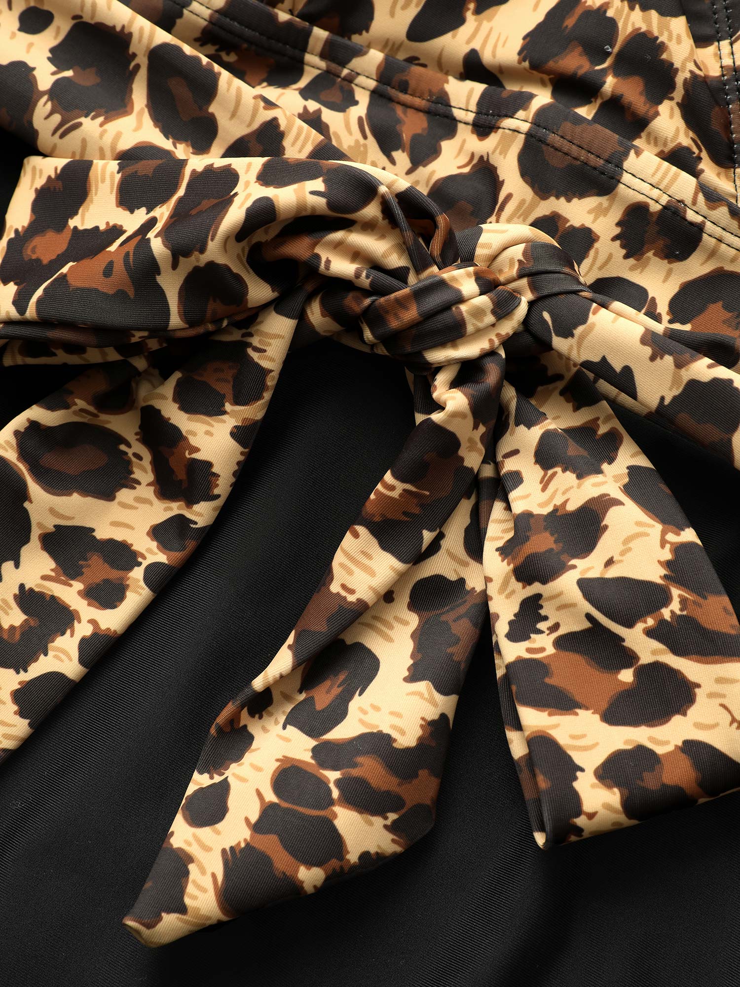 Plus Size One Pieces | Leopard Patchwork Bowknot Side One Piece Swimsuit | BloomChic 