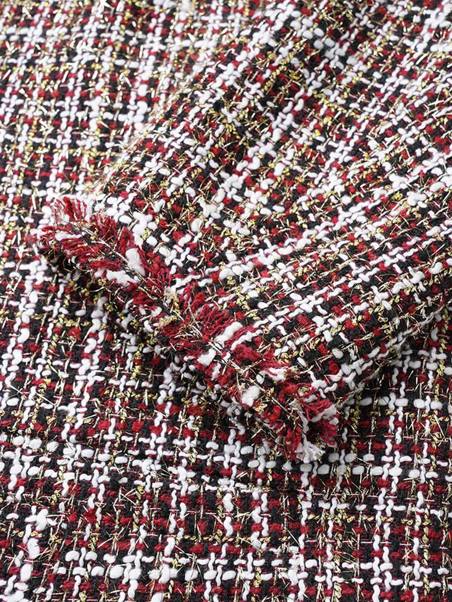 Plus Size Tweed Fuzzy Trim Pocket Open Front Jacket Women Multicolor Texture Pocket Everyday Jackets BloomChic 18-20/2X 