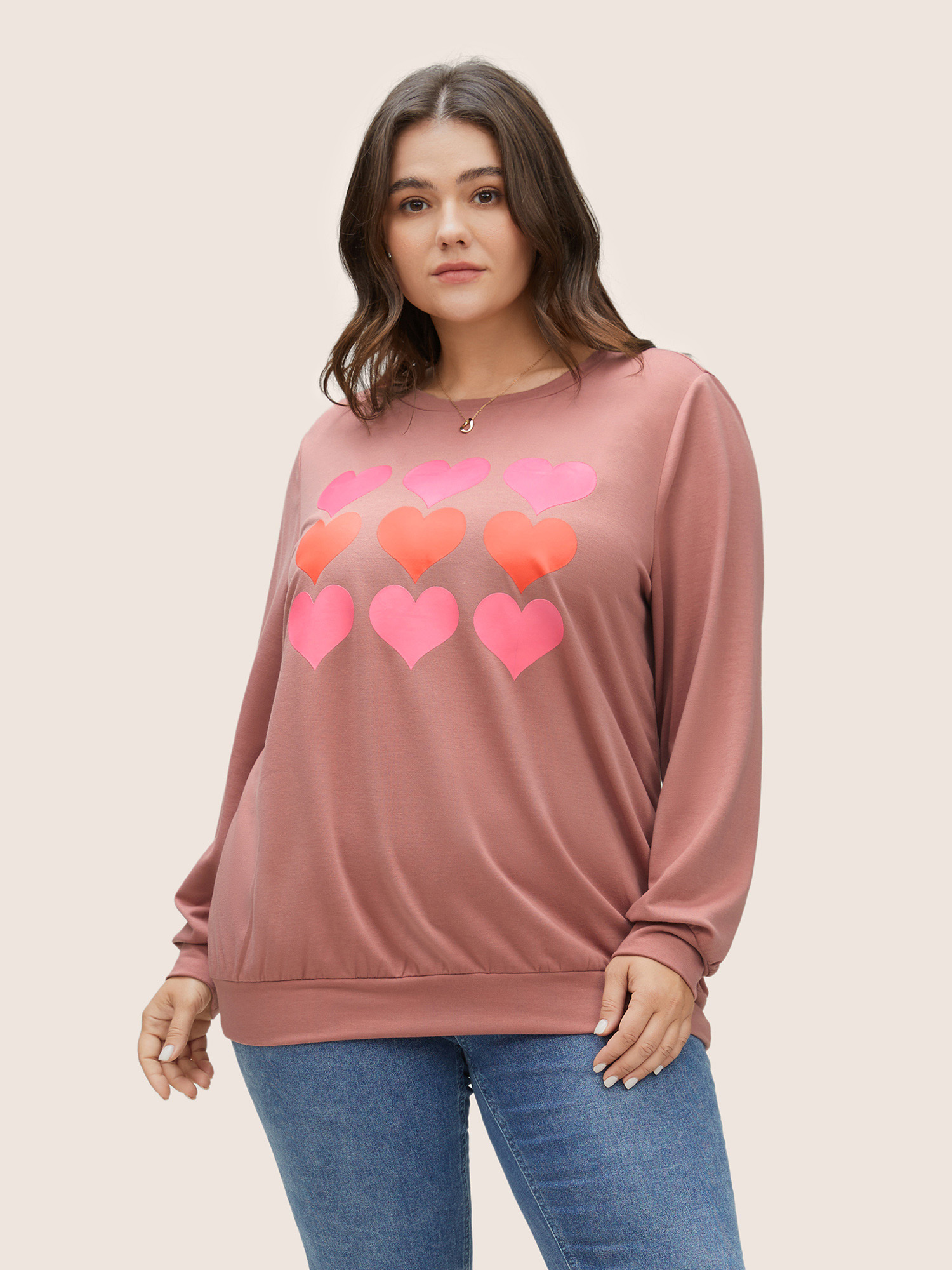 Plus Size Women Everyday Art&design Printed Regular Regular Sleeve Long Sleeve Round Neck Casual Sweatshirts BloomChic 