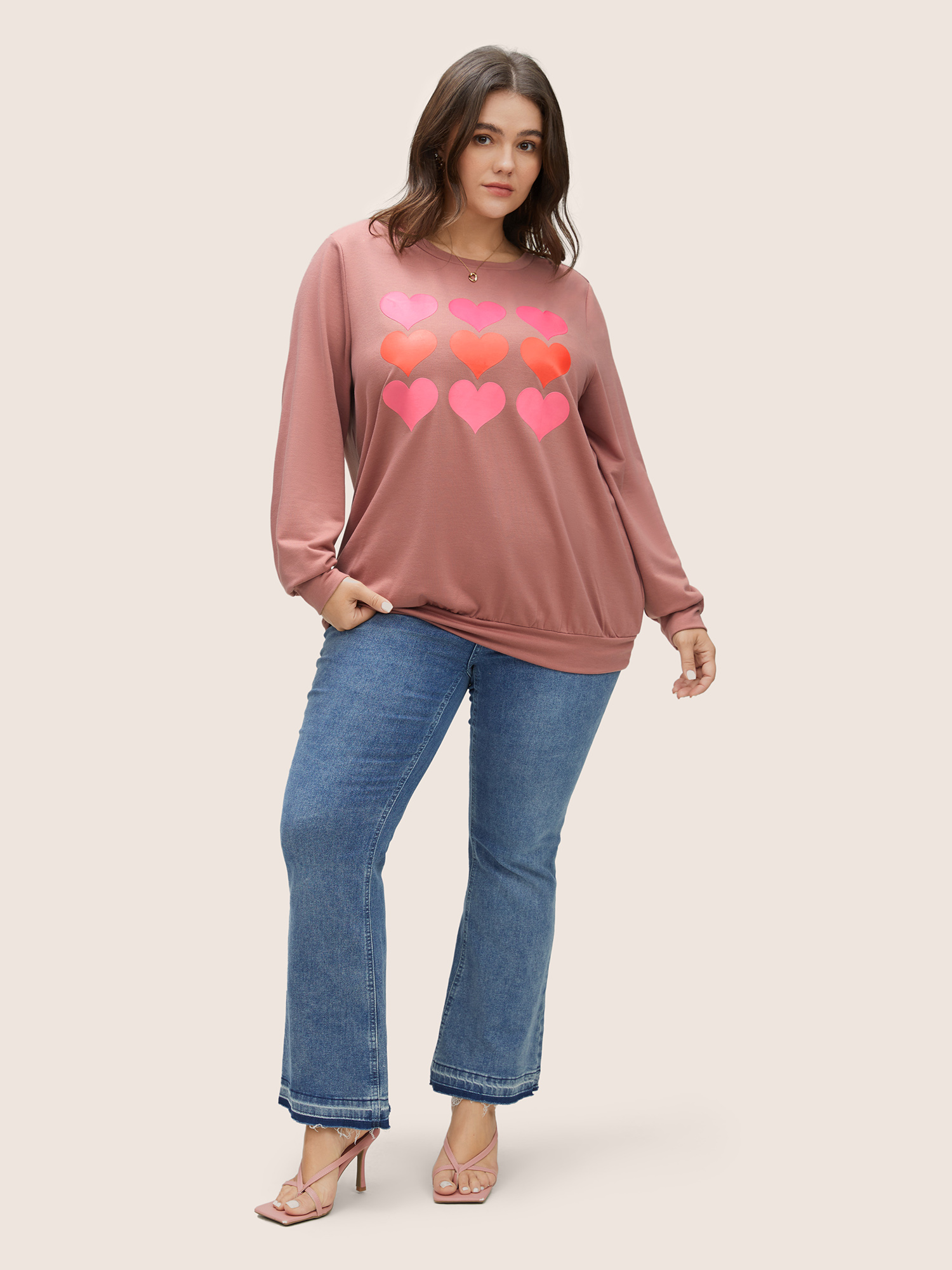 Plus Size Women Everyday Art&design Printed Regular Regular Sleeve Long Sleeve Round Neck Casual Sweatshirts BloomChic 