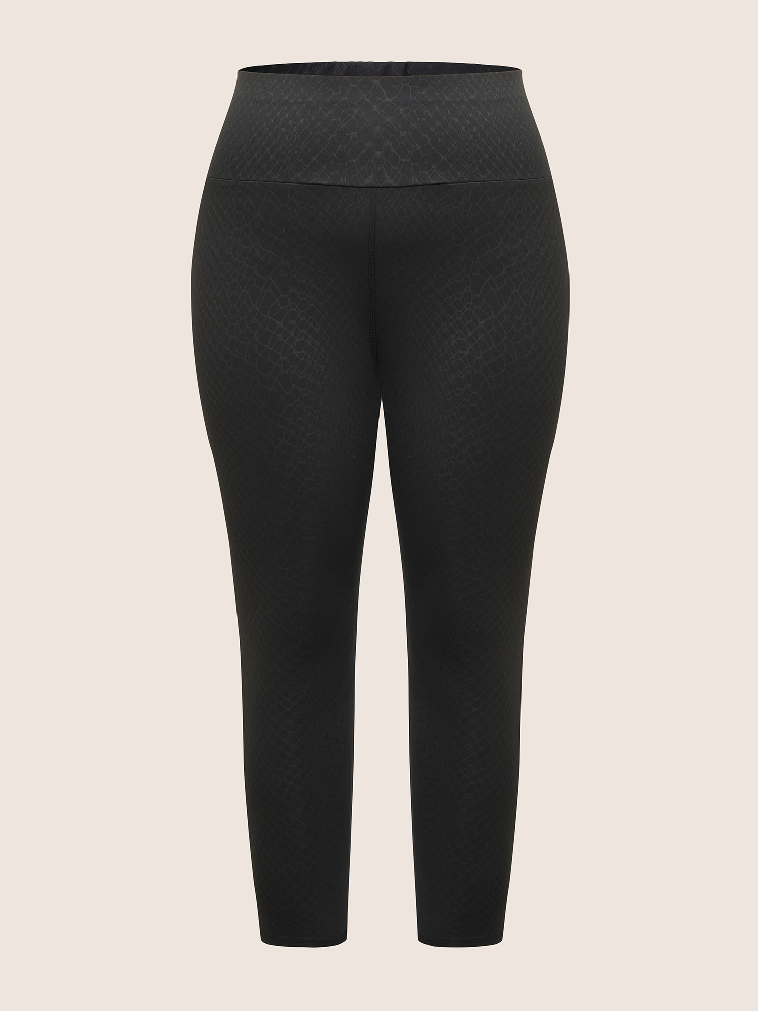 Plus Size Plain Textured Skinny High Rise Leggings Women Black Casual High stretch Skinny High Rise Everyday Leggings BloomChic 12/L 