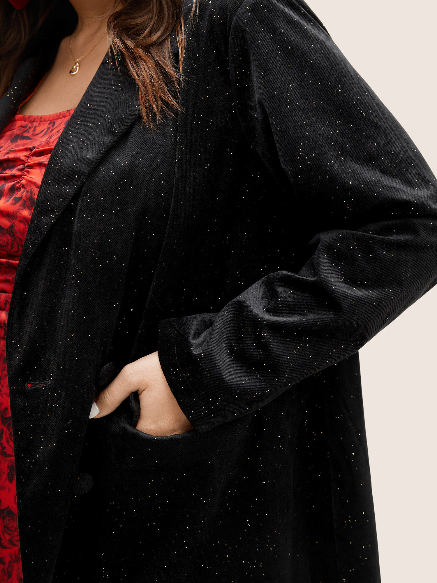 Plus Size Women Party Plain Texture Regular Sleeve Long Sleeve Suit Collar Pocket Cocktail Blazers BloomChic 