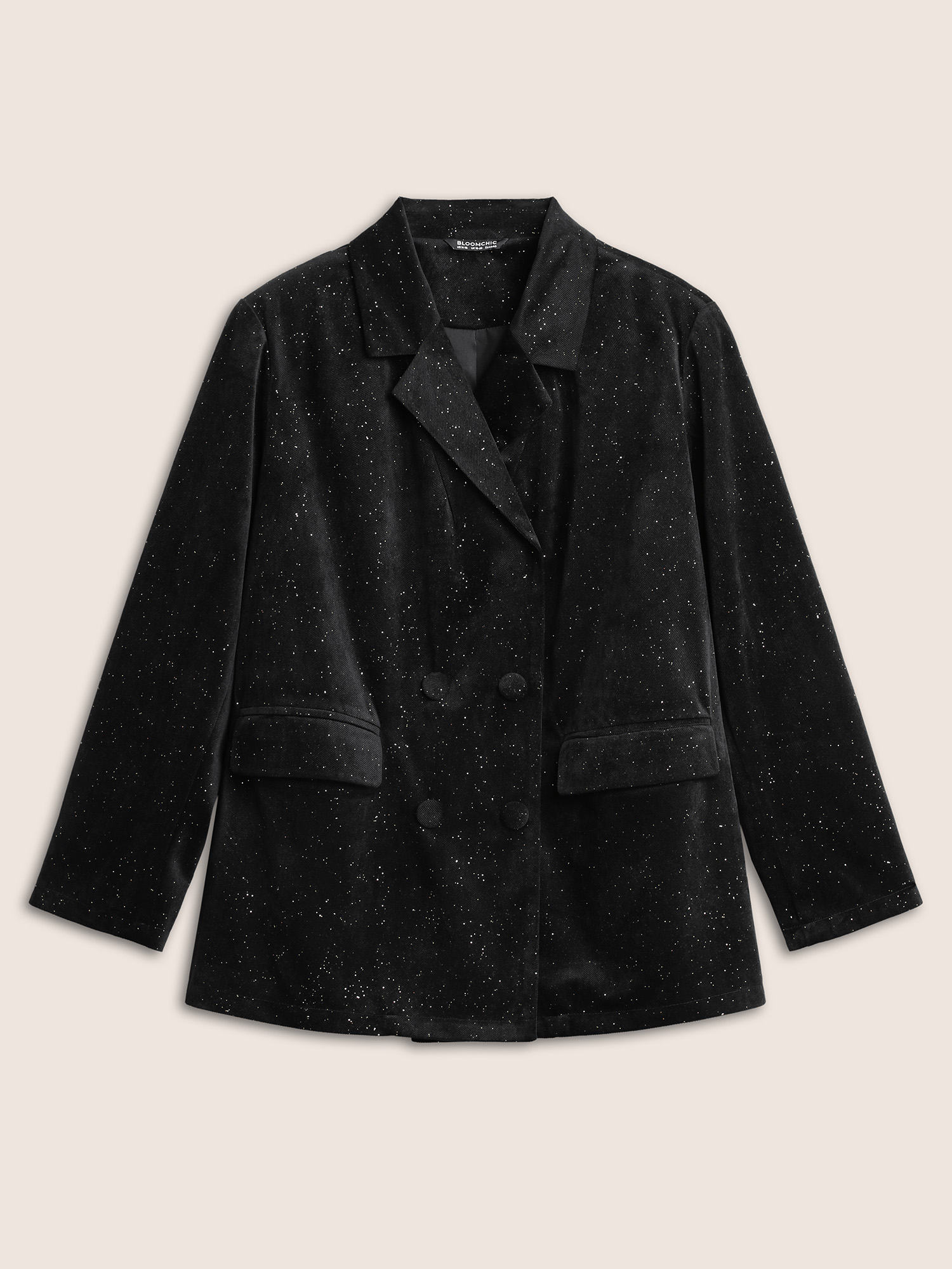 Plus Size Women Party Plain Texture Regular Sleeve Long Sleeve Suit Collar Pocket Cocktail Blazers BloomChic 
