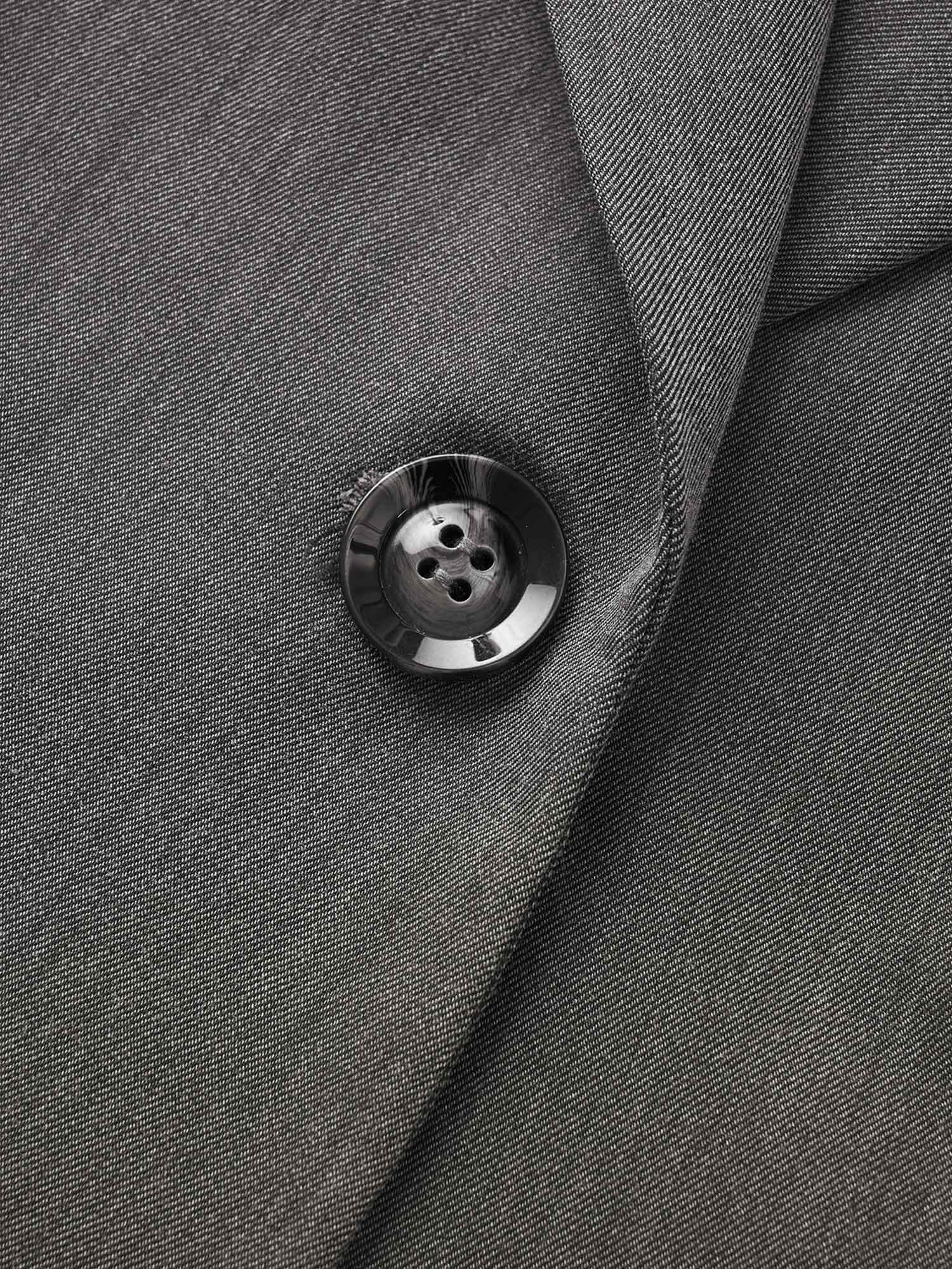 Plus Size Plain Suit Collar Pocket Fit Blazer Gray Women Work Plain Texture Sleeve Long Sleeve Suit Collar 14-16/1X Slanted pocket Workwear Essentials Blazers BloomChic 