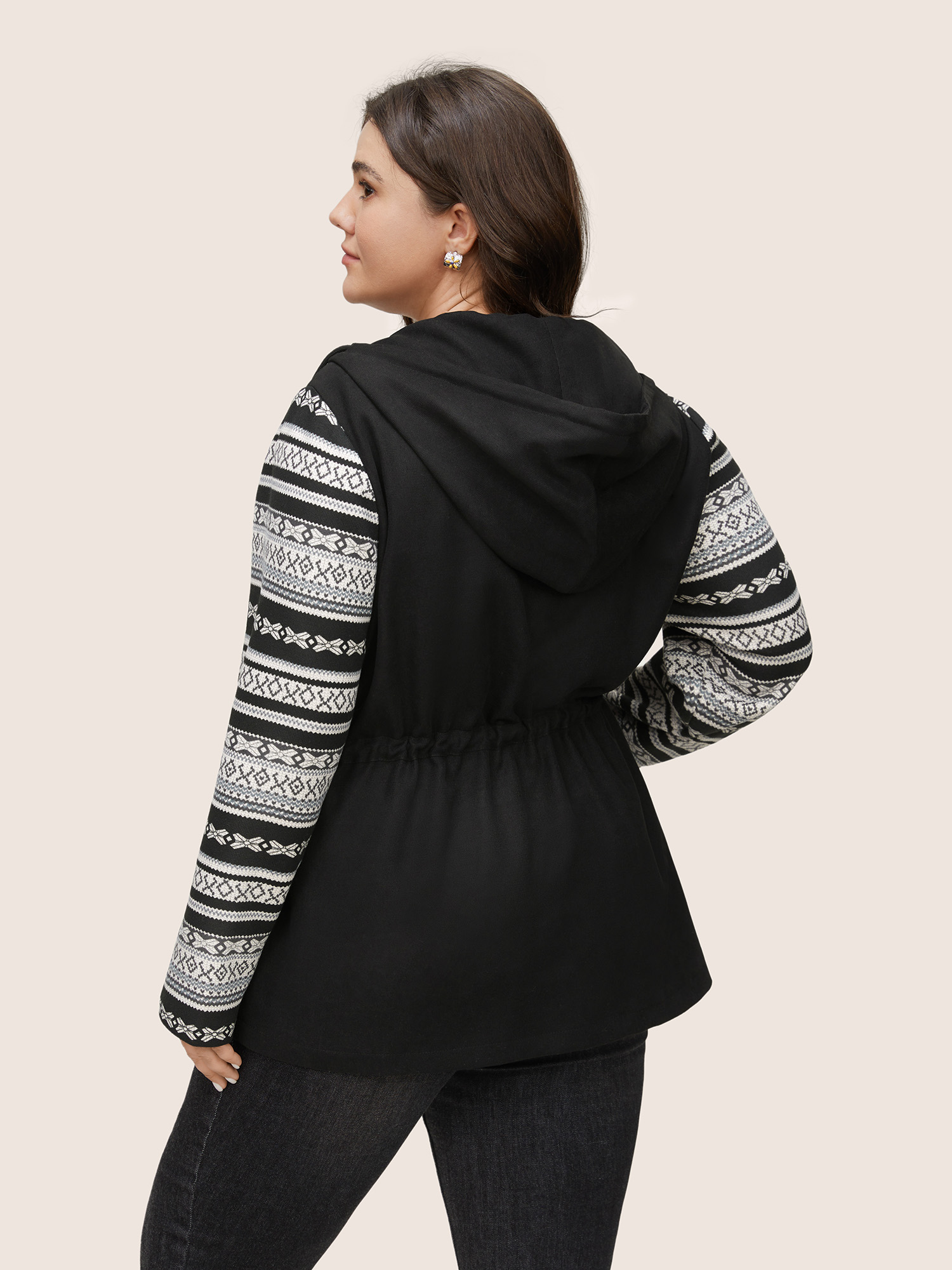 Plus Size Women Everyday Patchwork Lined Pocket Casual Jackets BloomChic 