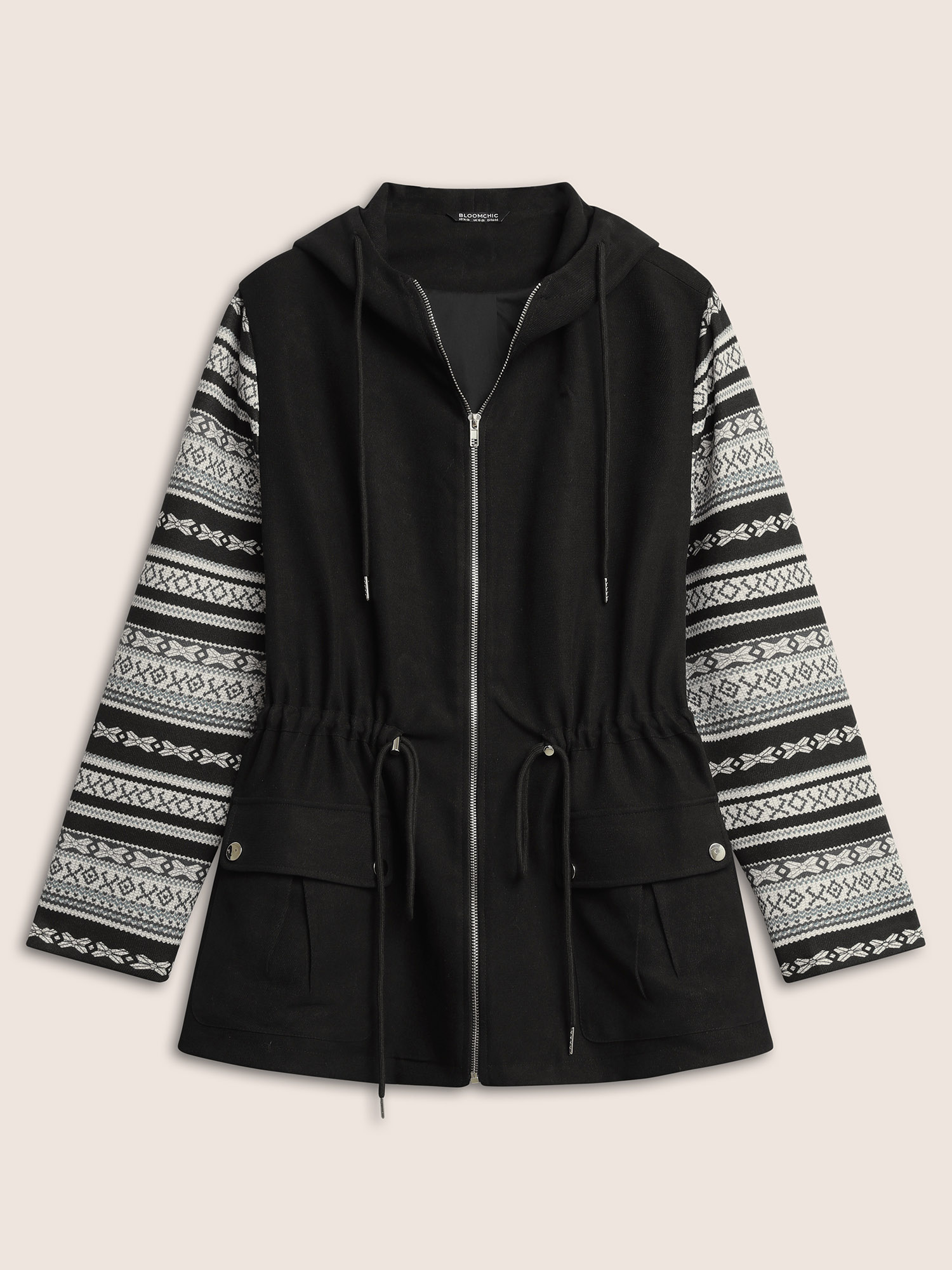 Plus Size Women Everyday Patchwork Lined Pocket Casual Jackets BloomChic 