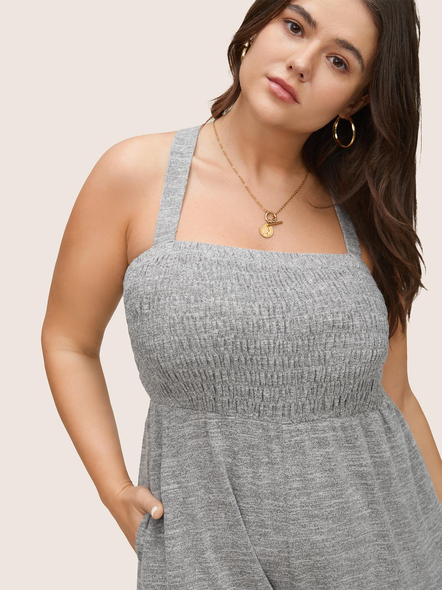 Plus Size Women Everyday Plain Adjustable Straps Regular Pocket Casual Jumpsuits BloomChic 