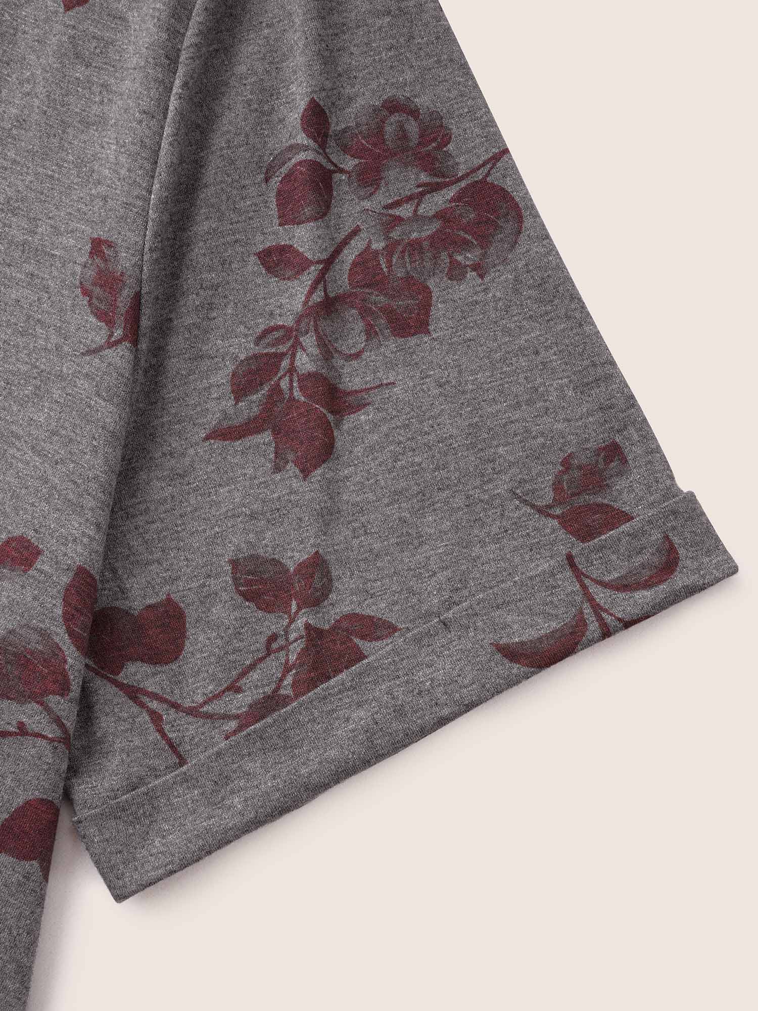 Plus Size Women Everyday Plants Roll Hem Regular Sleeve Short sleeve Round Neck Casual T-shirts BloomChic 
