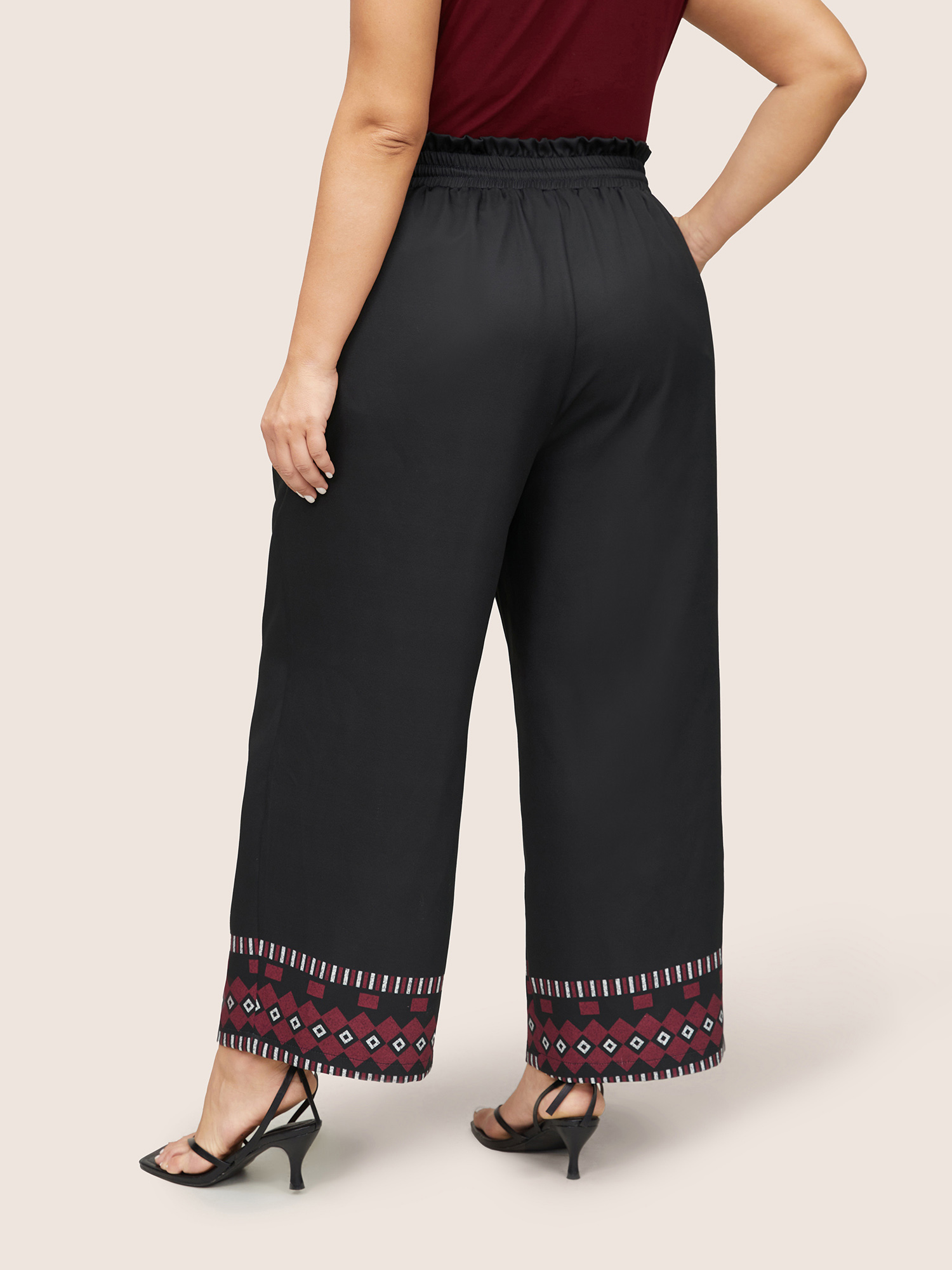 Plus Size Women Vacation Bohemian Print Printed High Rise Pocket Resort Pants BloomChic 