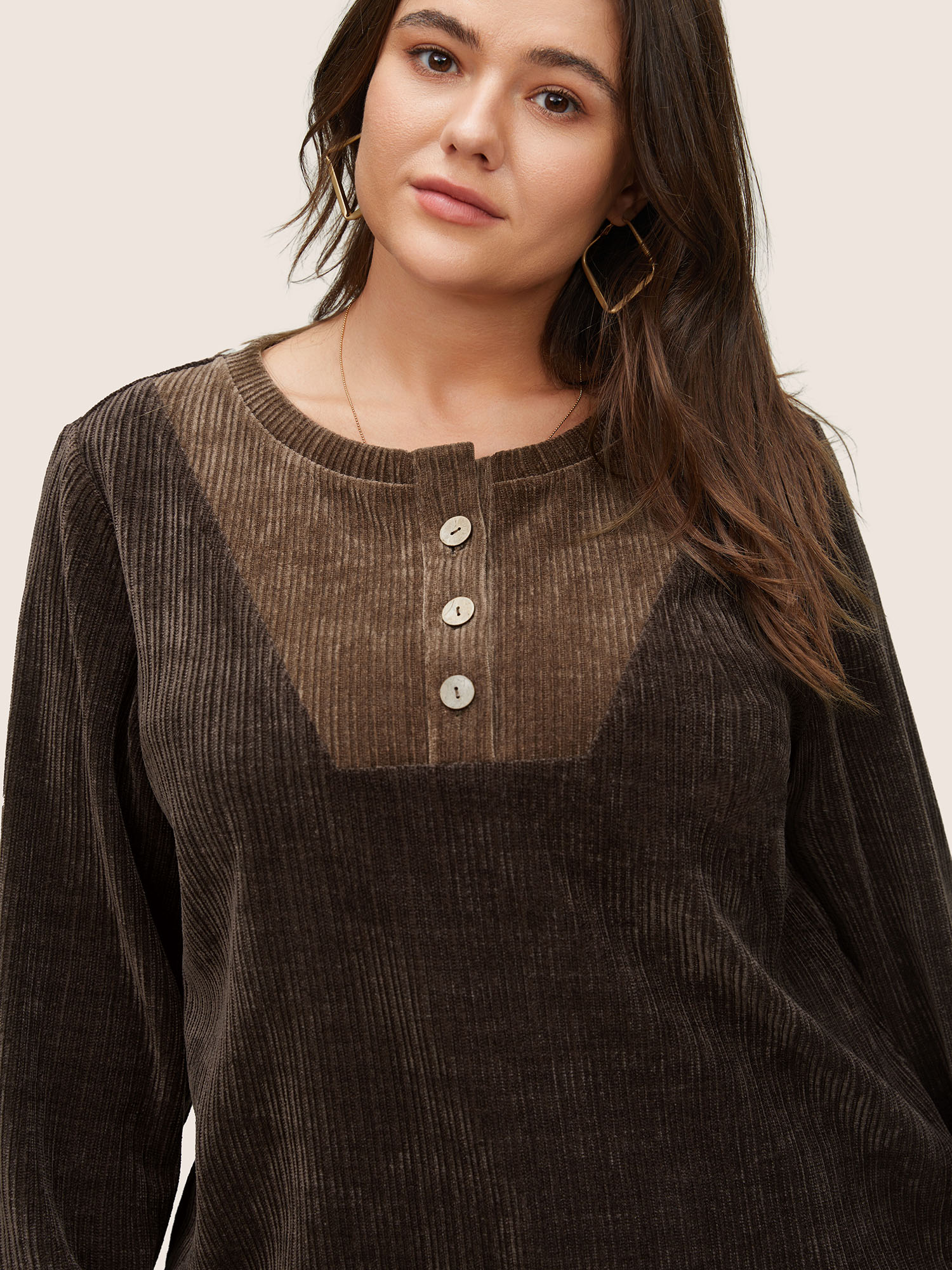 Plus Size Women Everyday Plain Texture Regular Regular Sleeve Long Sleeve Open Front Casual Sweatshirts BloomChic 