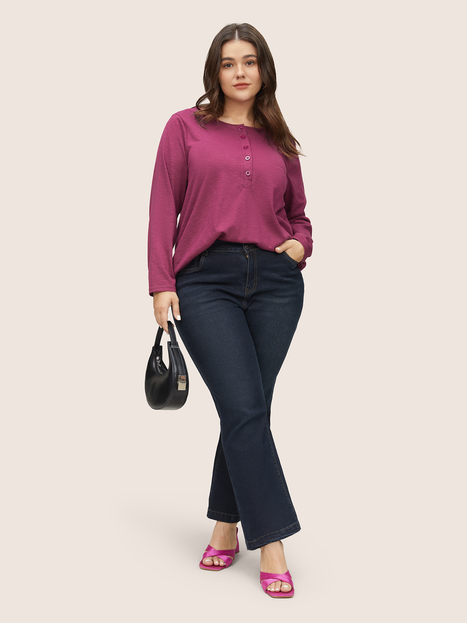 Plus Size Women Everyday Plain Plain Regular Sleeve Long Sleeve Open Front Casual T-shirts BloomChic 