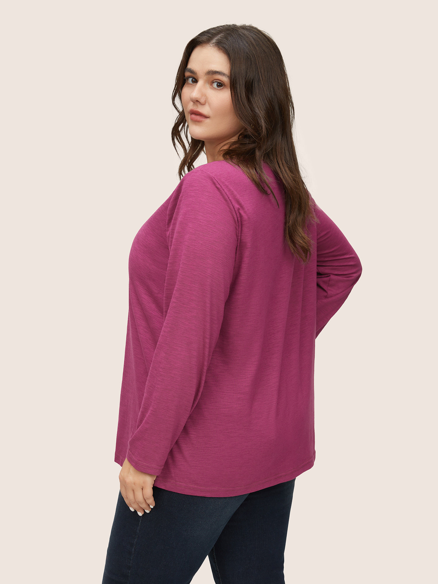 Plus Size Women Everyday Plain Plain Regular Sleeve Long Sleeve Open Front Casual T-shirts BloomChic 