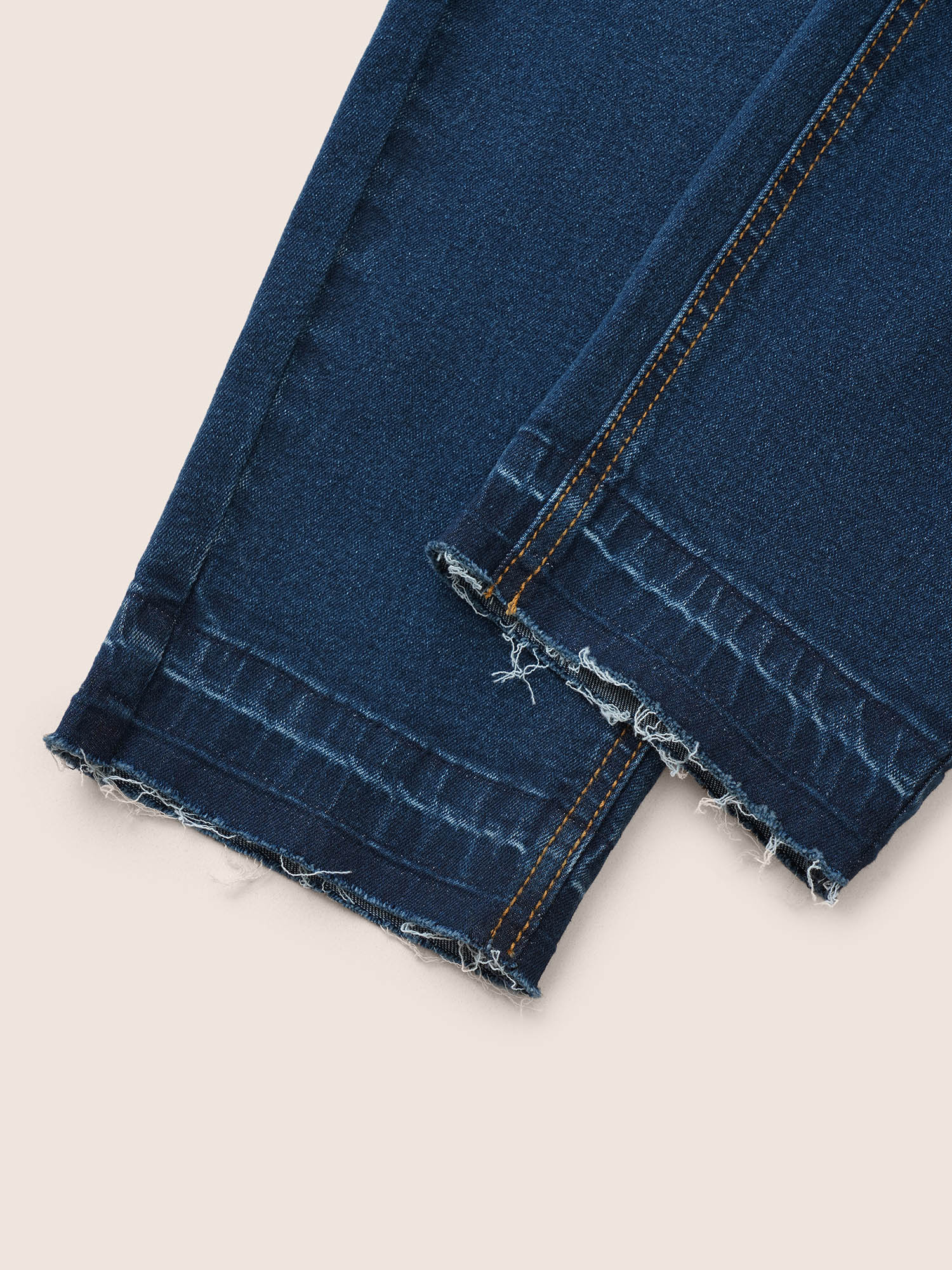 Plus Size Cutoff Skinny High Rise Zipper Fly Jeans Women DarkBlue Casual Plain Non High stretch Slanted pocket Jeans BloomChic 18/2X 
