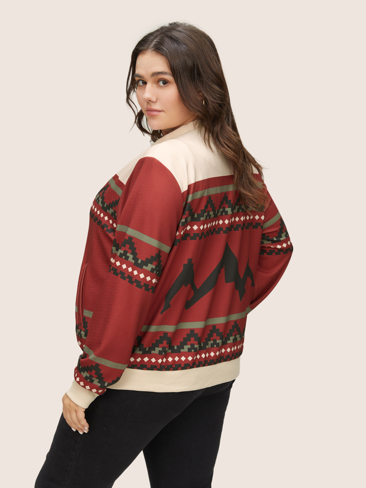 Plus Size Women Everyday Colorblock Rib Knit Pocket Casual Jackets BloomChic 
