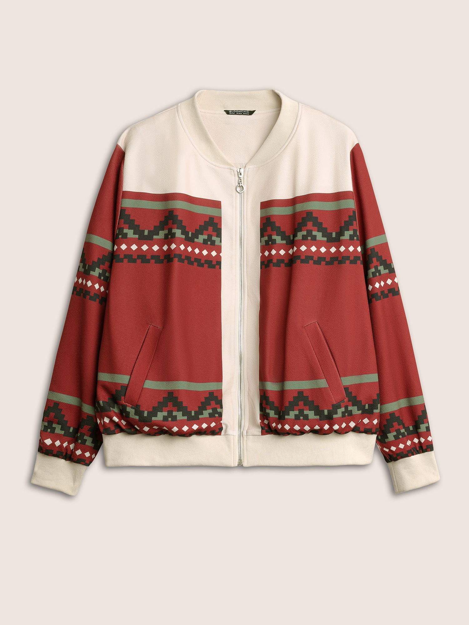Plus Size Women Everyday Colorblock Rib Knit Pocket Casual Jackets BloomChic 