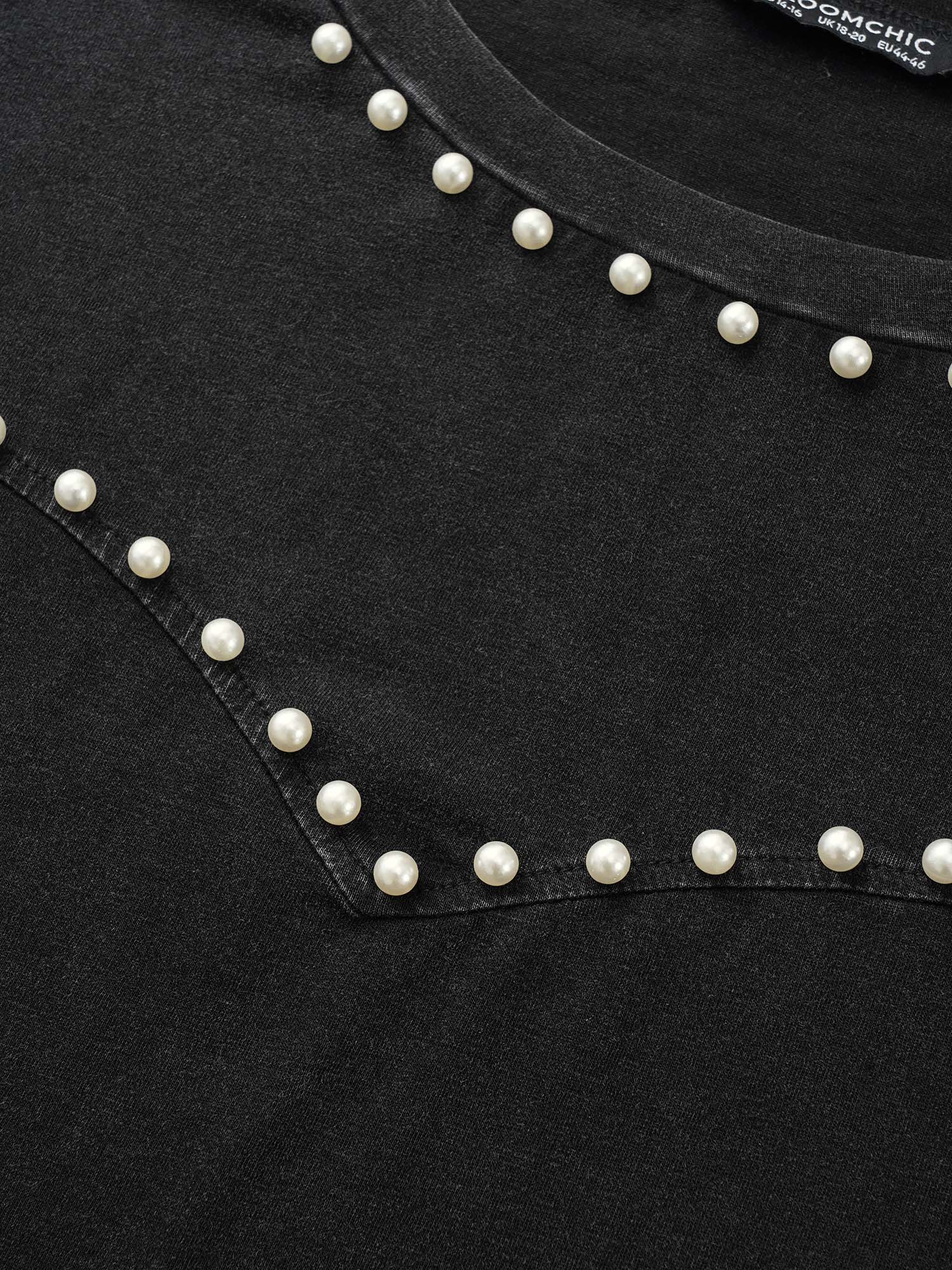 Plus Size Women Everyday Plain Beaded Regular Sleeve Short sleeve Round Neck Casual T-shirts BloomChic 