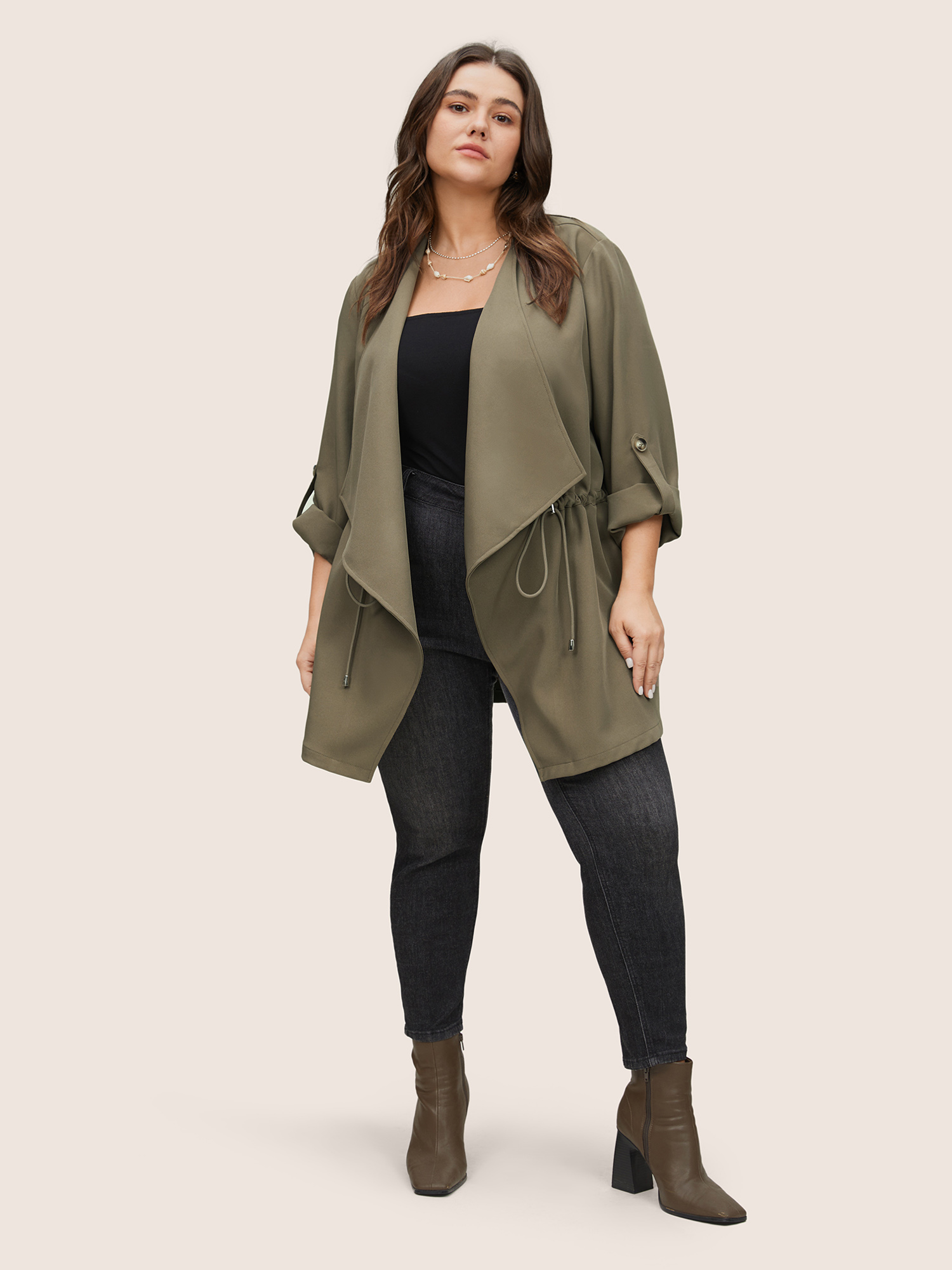 Plus Size Women Everyday Plain Plain Casual Jackets BloomChic 