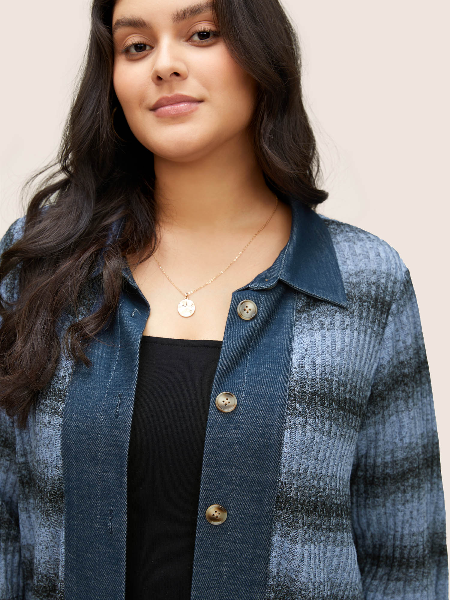 Plus Size Women Everyday Striped Heather Casual Jackets BloomChic 