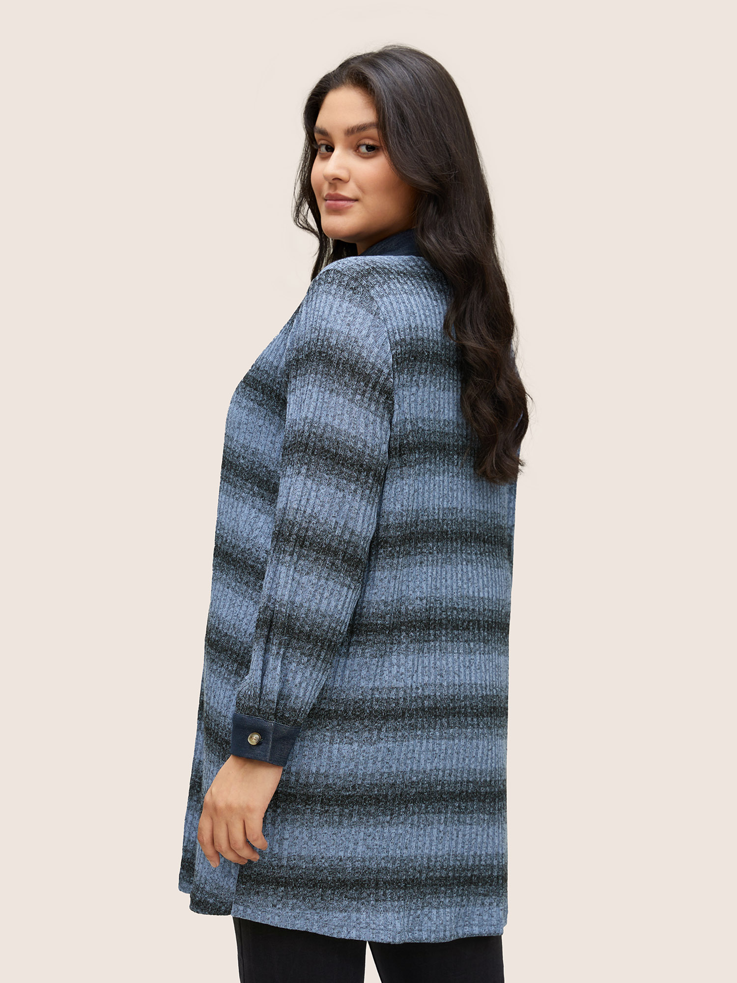 Plus Size Women Everyday Striped Heather Casual Jackets BloomChic 
