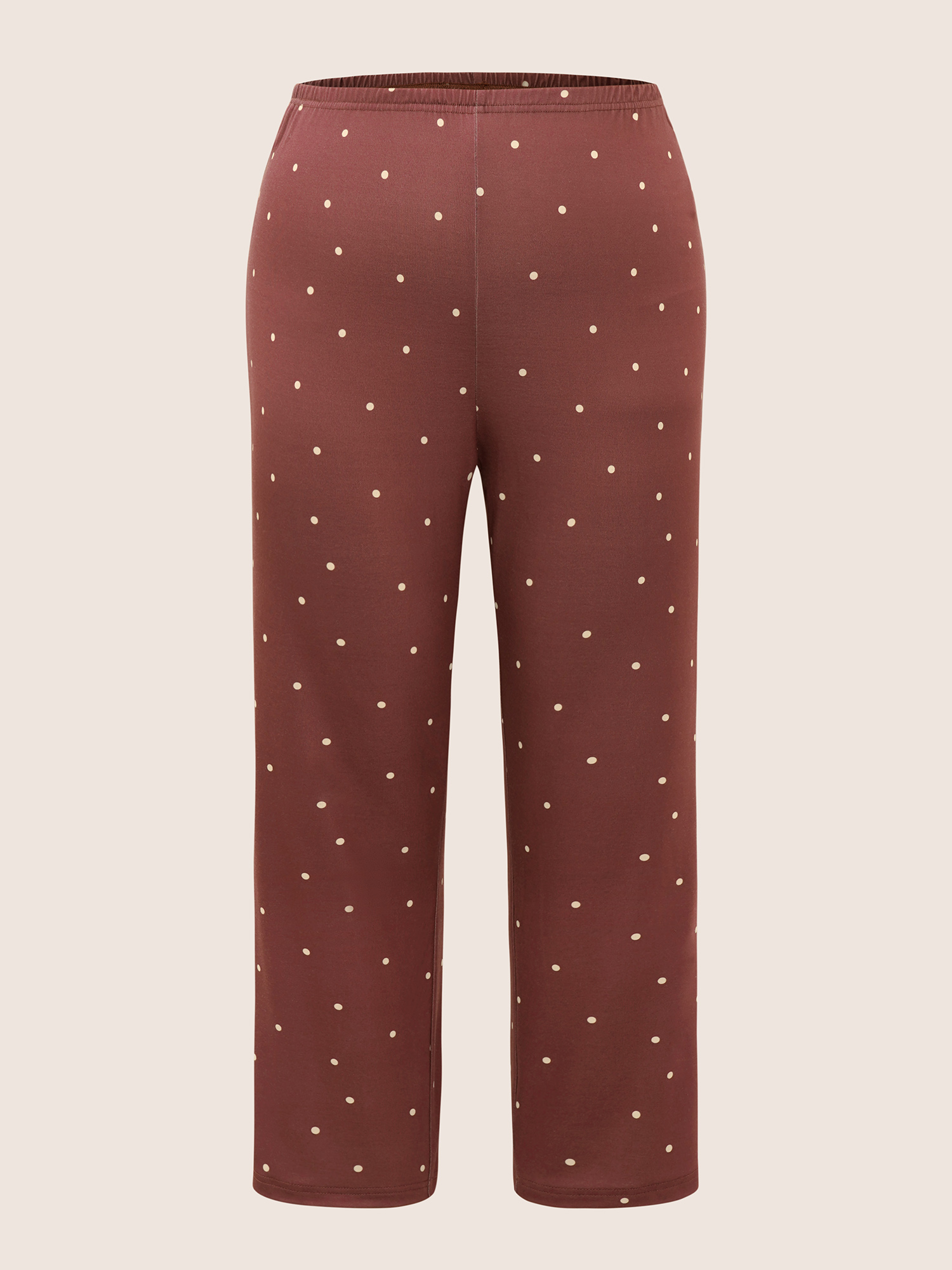 

Plus Size Polka Dot Contrast Elastic Waist Sleep Bottoms DustyPink Lounge Everyday Polka Dot Sleep Bottoms  Bloomchic