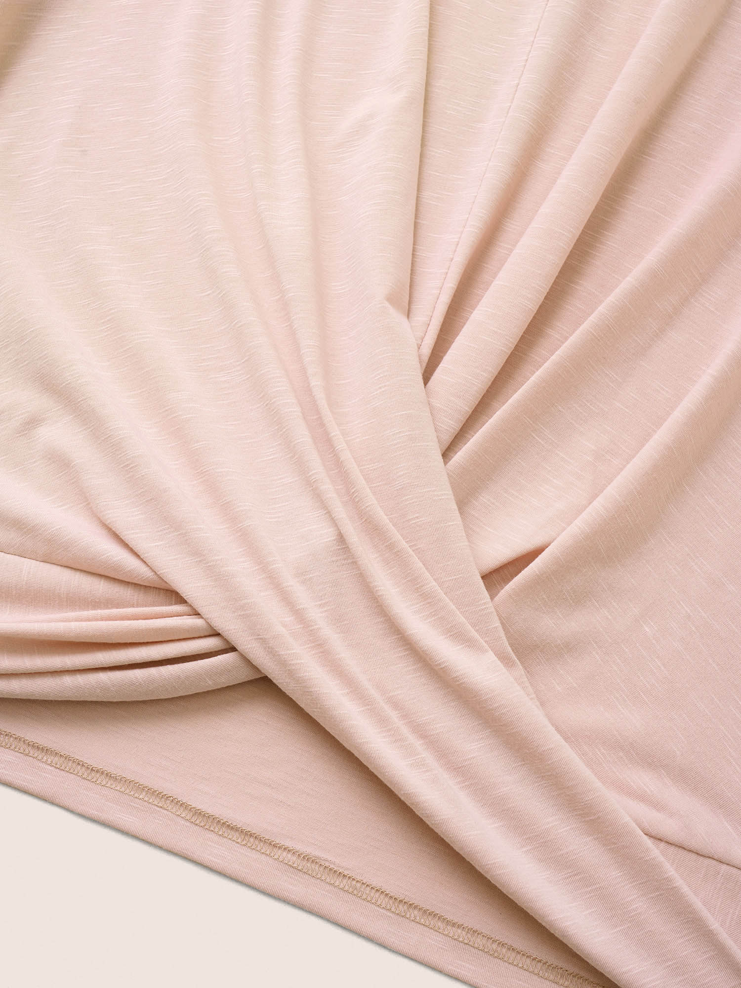 Plus Size Plain Crew Neck Twist Front Gathered T-shirt Crepe Women Elegant Non Plain Round Neck Everyday T-shirts BloomChic 14-16/1X 