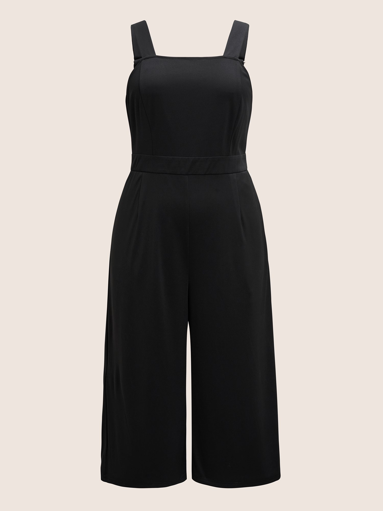 

Plus Size Black Solid Adjustable Straps Pocket Cami Jumpsuit Women Workwear Essentials Sleeveless Non Work Loose Jumpsuits BloomChic