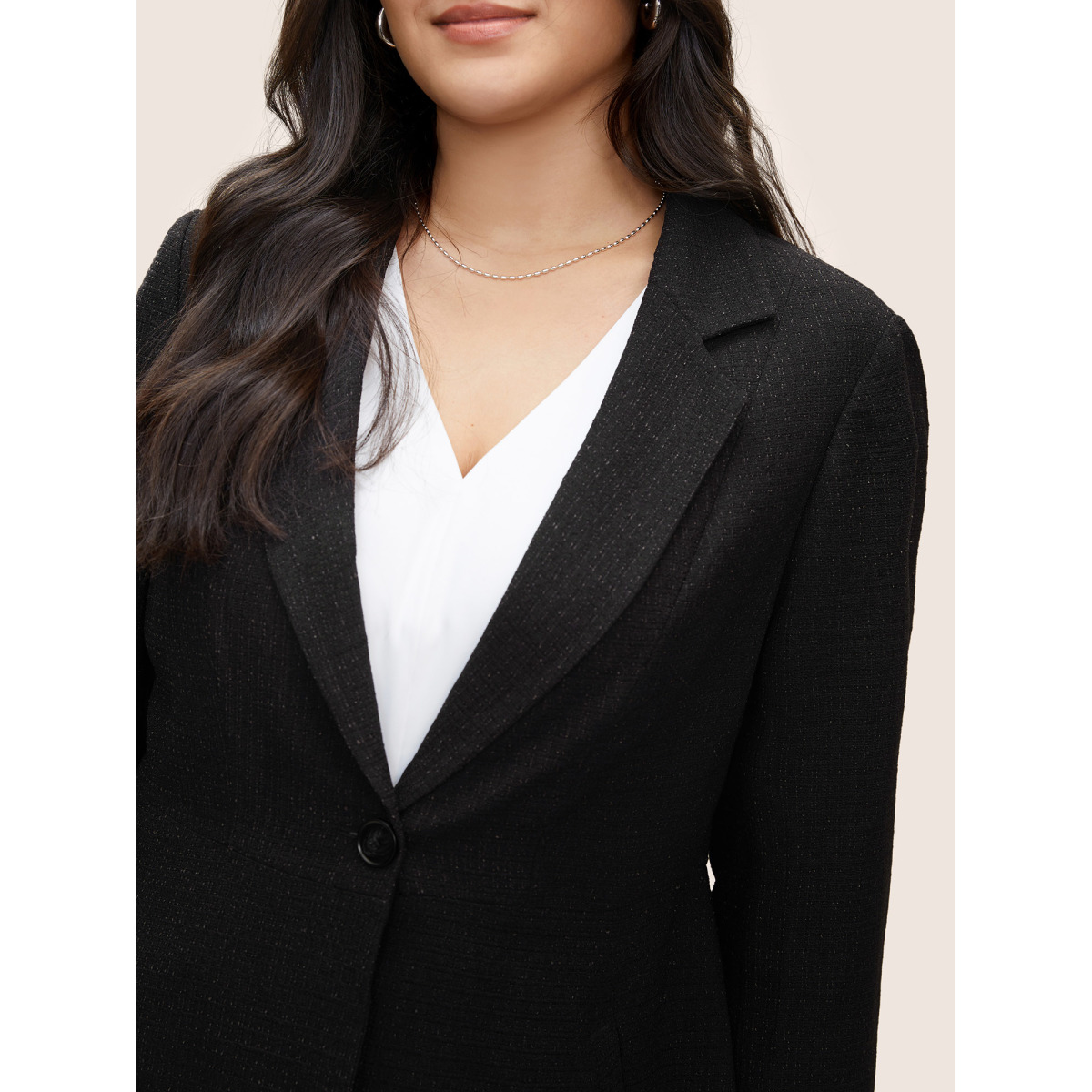 

Plus Size Tweed Heather Button Up Tunic Coat Women Black Workwear Essentials Non Ladies Work Winter Coats BloomChic