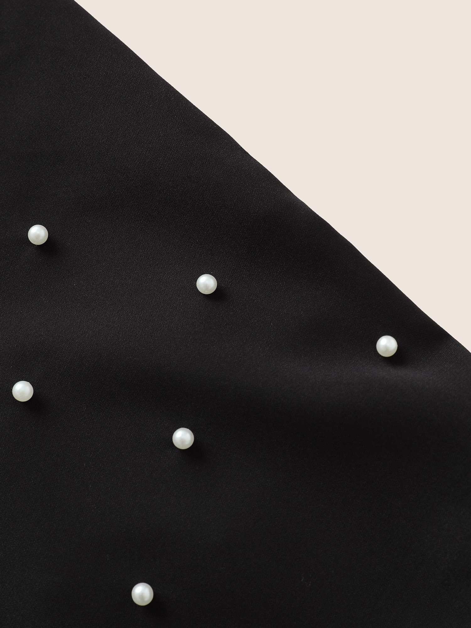 Plus Size Black Solid Pearl Beaded Ruffle Layered Sleeve Blouse Women Elegant Short sleeve V-neck Everyday Blouses BloomChic 10/M 