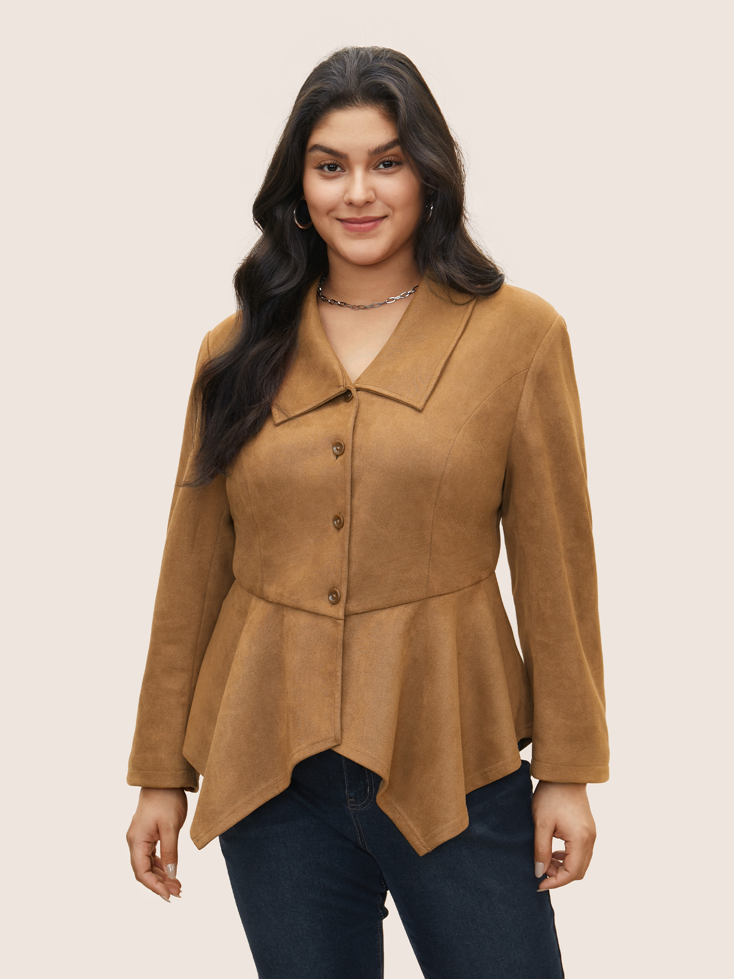 Plus Size Women Everyday Plain Lined Casual Jackets BloomChic 