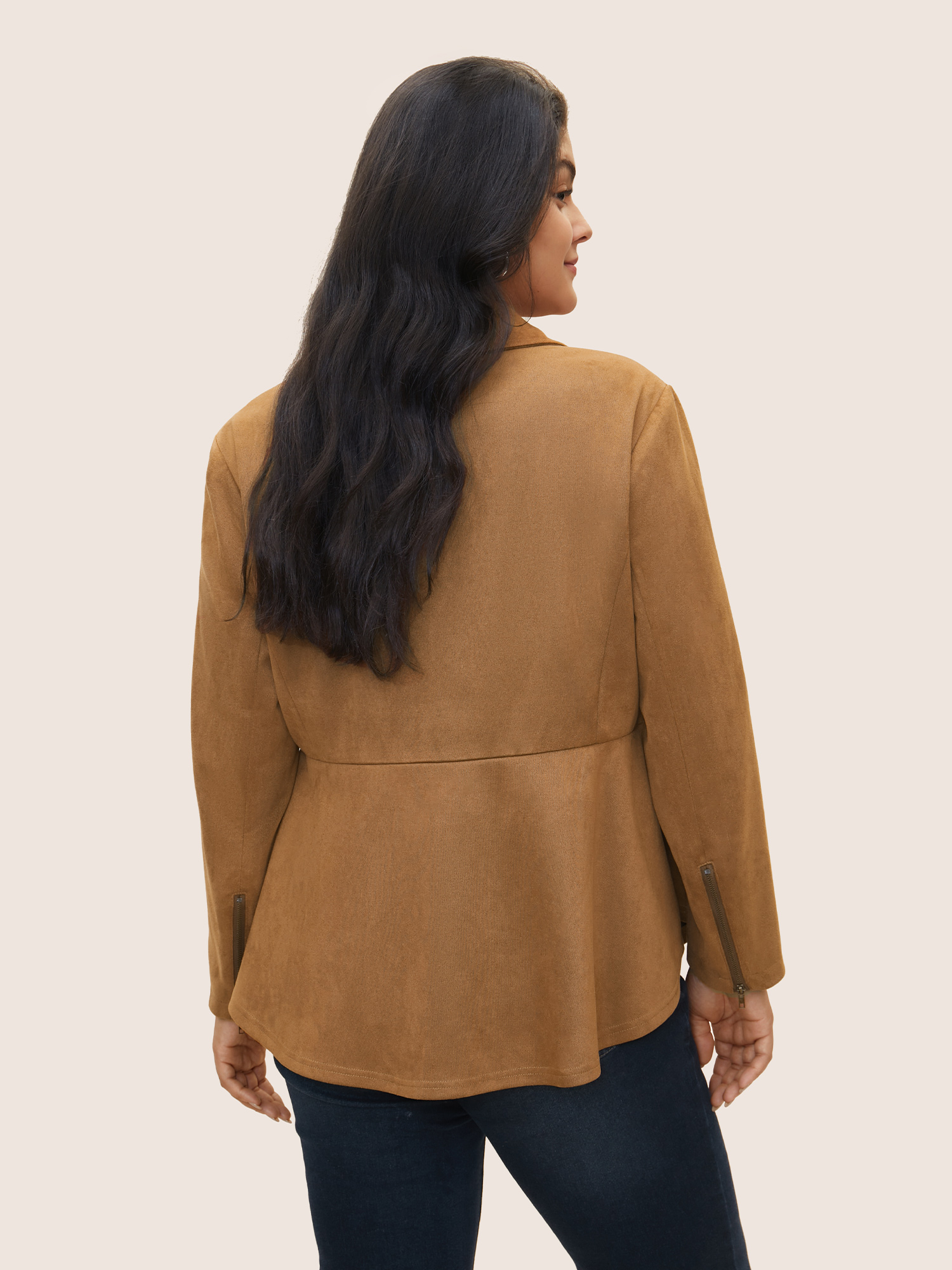 Plus Size Women Everyday Plain Lined Casual Jackets BloomChic 