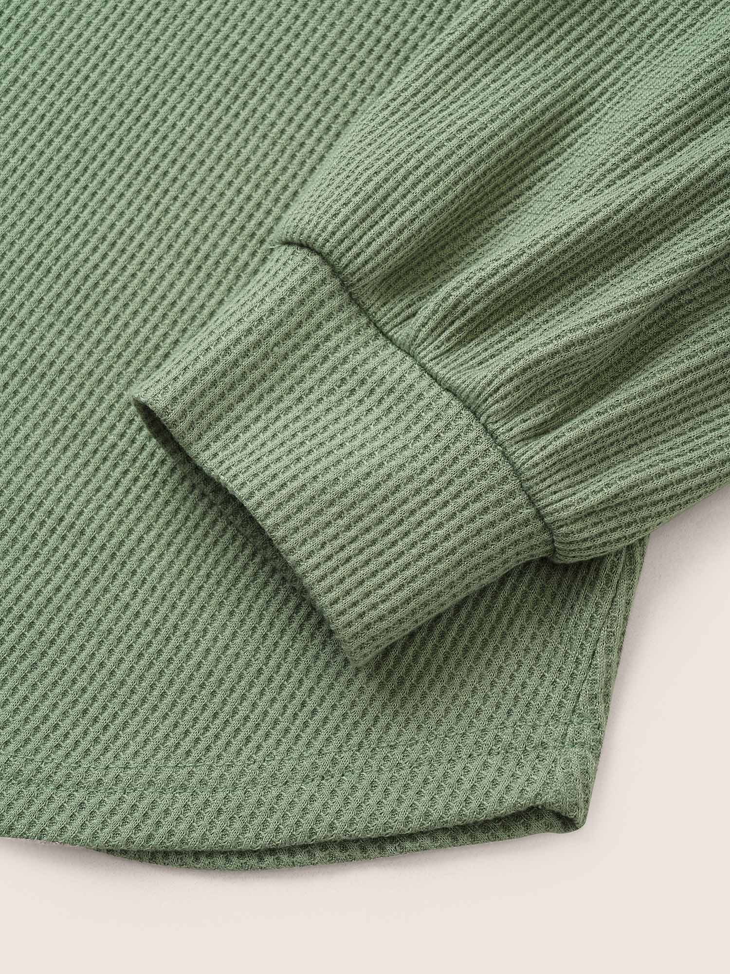 Plus Size Plain Texture Waffle Knit Arc Hem T-shirt Mint Women Casual Texture Plain Round Neck Everyday T-shirts BloomChic 26/4X 