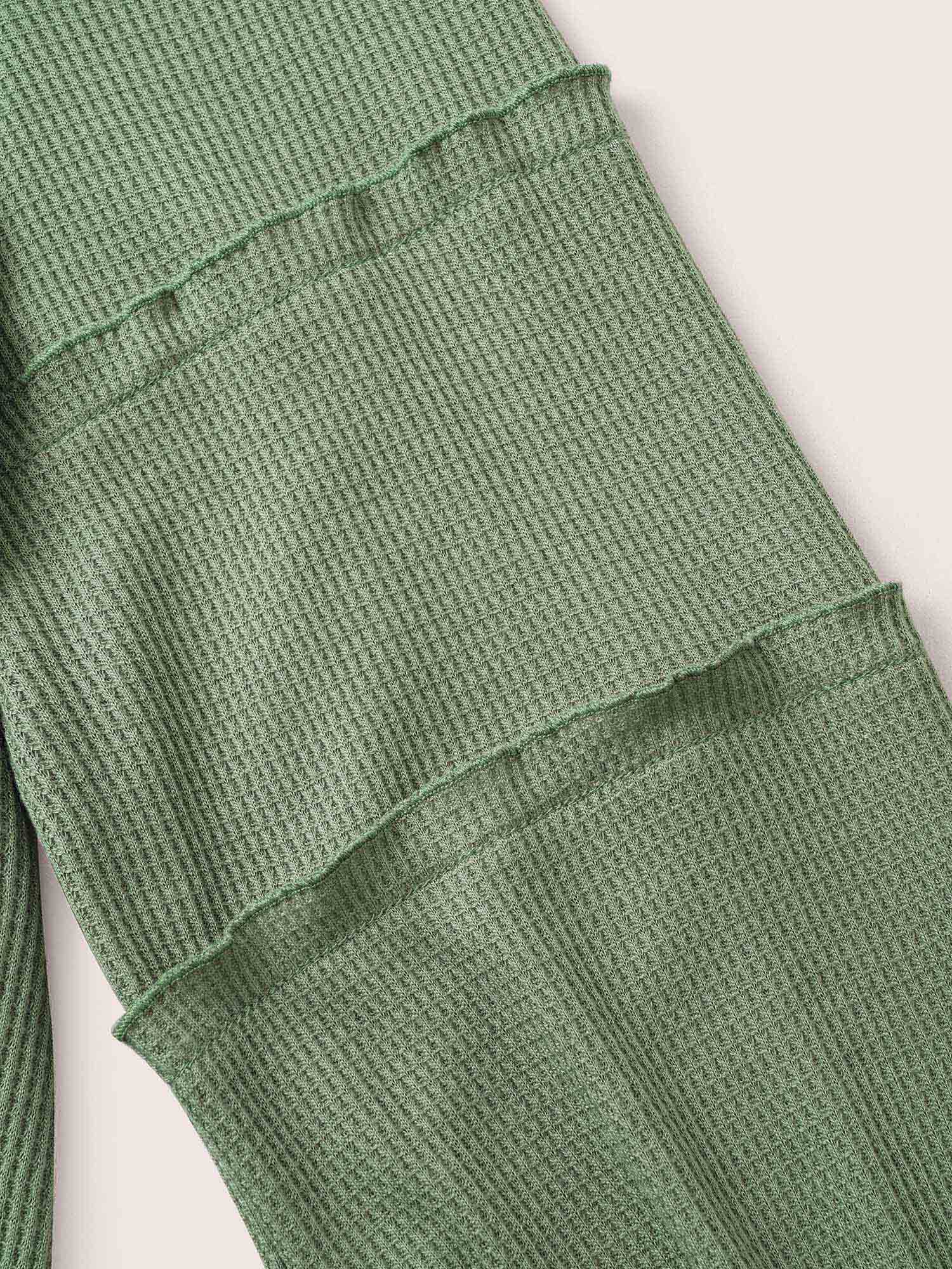 Plus Size Plain Texture Waffle Knit Arc Hem T-shirt Mint Women Casual Texture Plain Round Neck Everyday T-shirts BloomChic 26/4X 