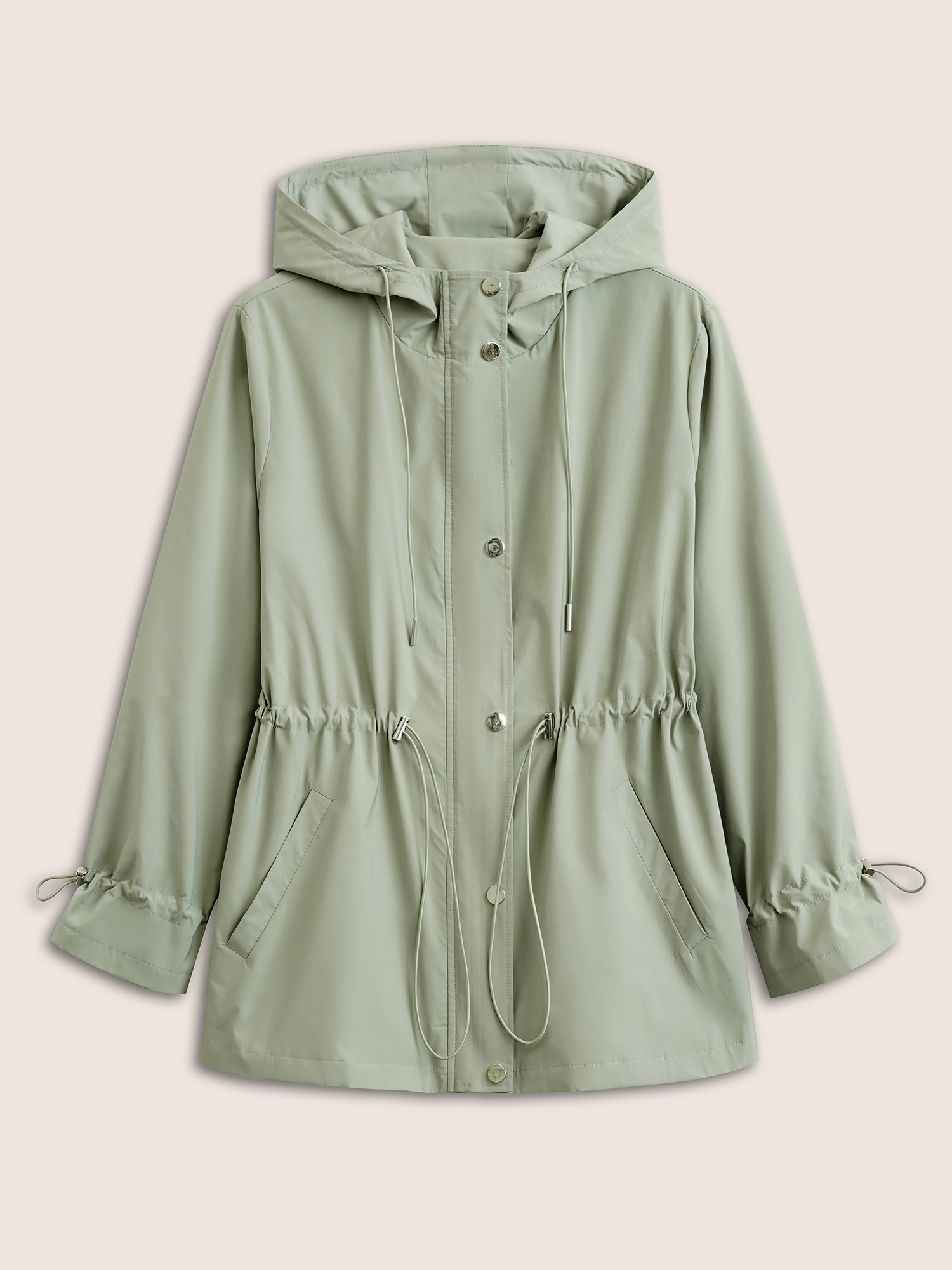 Plus Size Solid Sun Proof Drawstring Pocket Hooded Jacket Women Mint Non Slanted pocket Everyday Jackets BloomChic 18-20/2X 