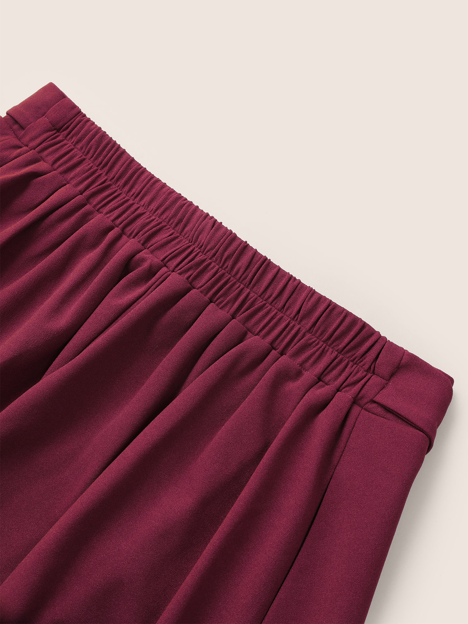 

Plus Size Plain Elastic Waist Pocket Ties Cropped Skirt Women RedViolet Workwear Essentials Belted No stretch Slanted pocket Belt Work Skirts BloomChic