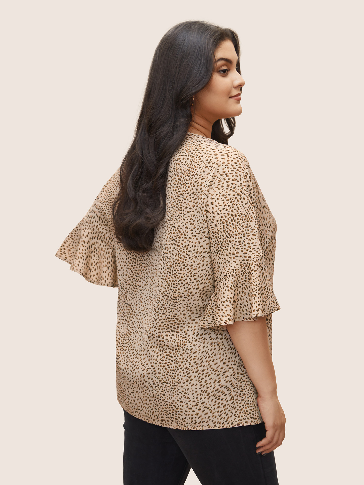Casual Tie Dye Polka dots Plus Size Dress Women Multicolor Pocket Sleeve Short Sleeve V Neck Dailywear Long Dress BloomChic 