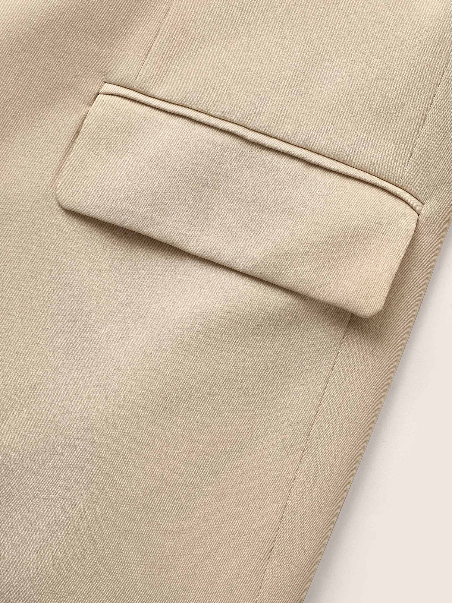 Plus Size Anti-Wrinkle Suit Collar Flap Detail Blazer Apricot Women Work Plain Non 30/6X Open pocket with flap Workwear Essentials Blazers BloomChic 