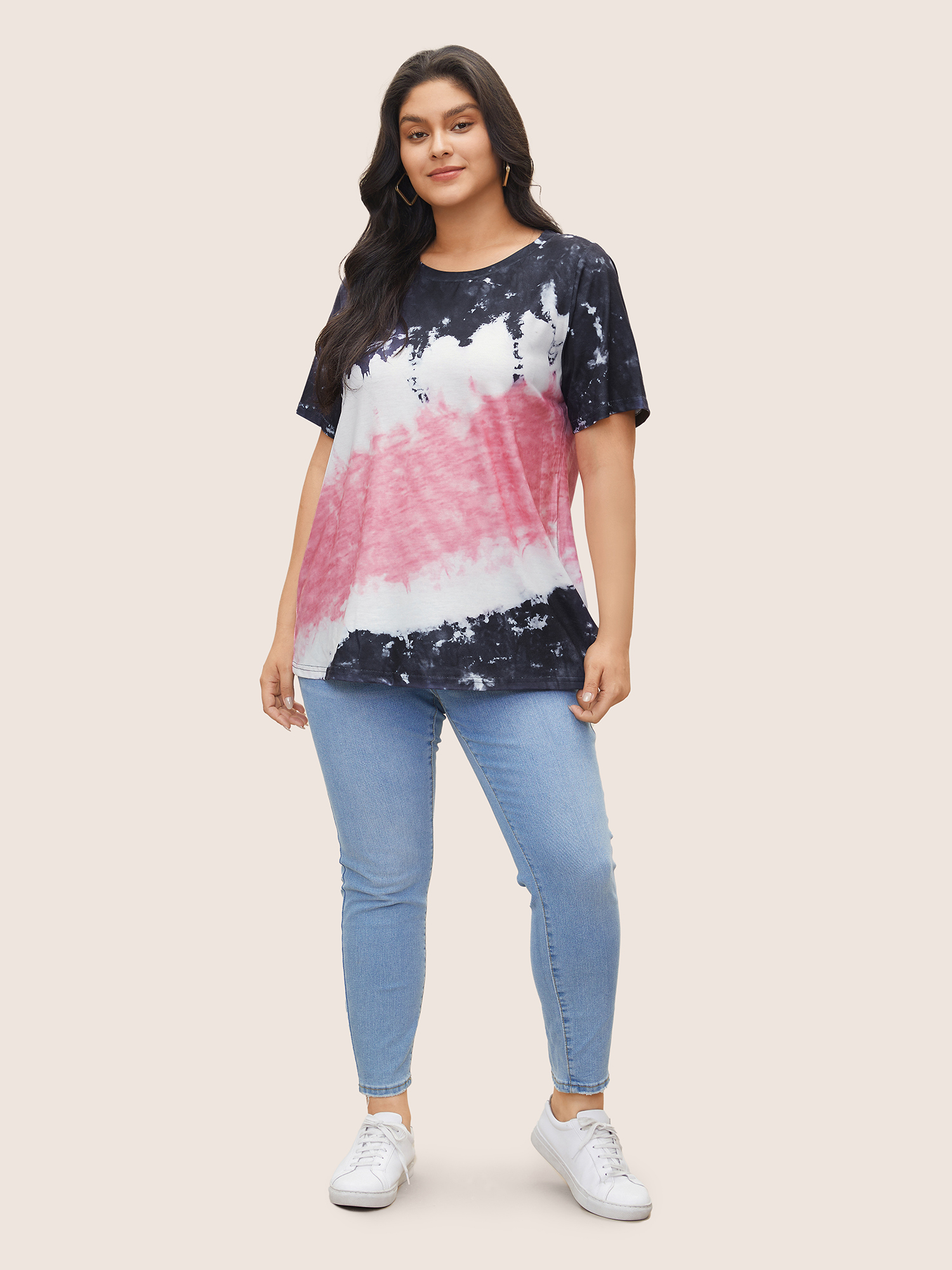 Plus Size Women Everyday Tie Dye Regular Sleeve Short sleeve Round Neck Casual T-shirts BloomChic 